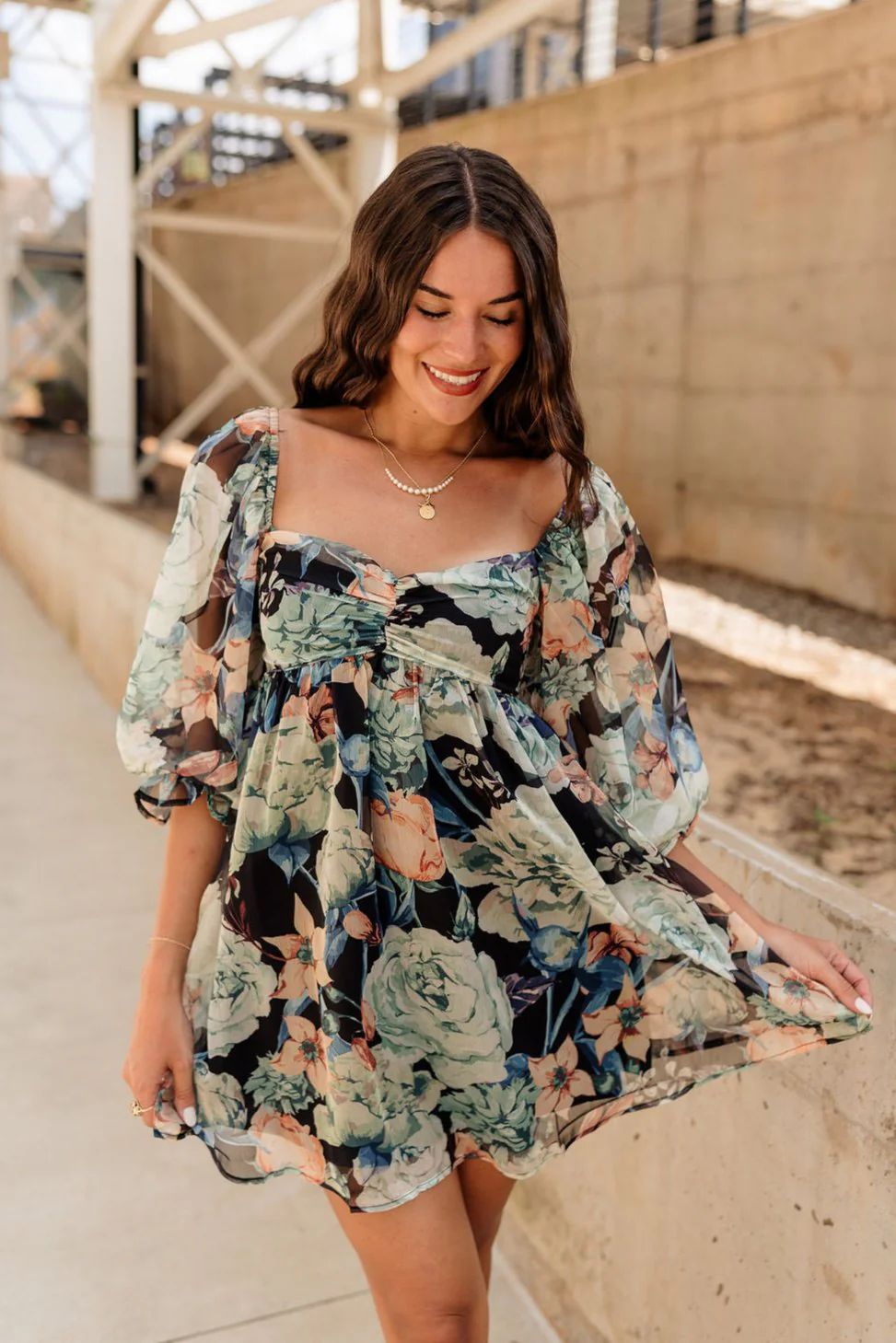 Alexa Floral Babydoll Mini Dress