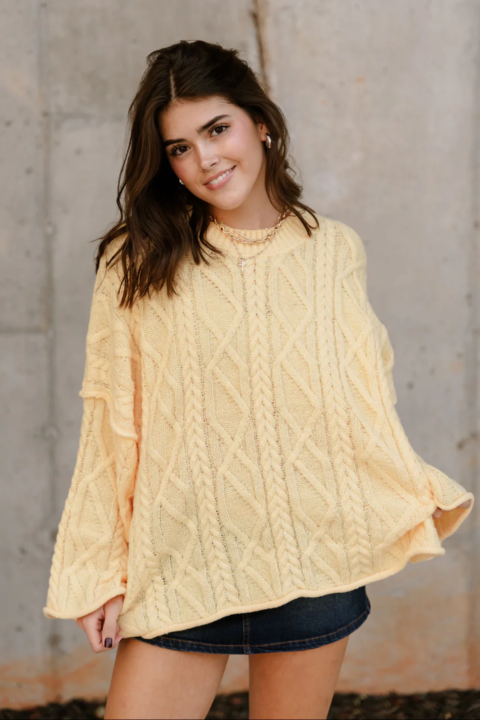 Amanda Yellow Cable Knit Sweater