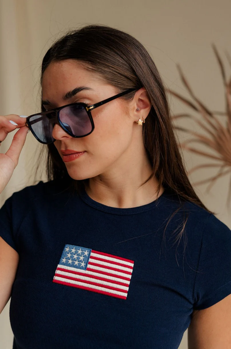 American Flag Graphic Cropped Short Sleeve Top - Image 10