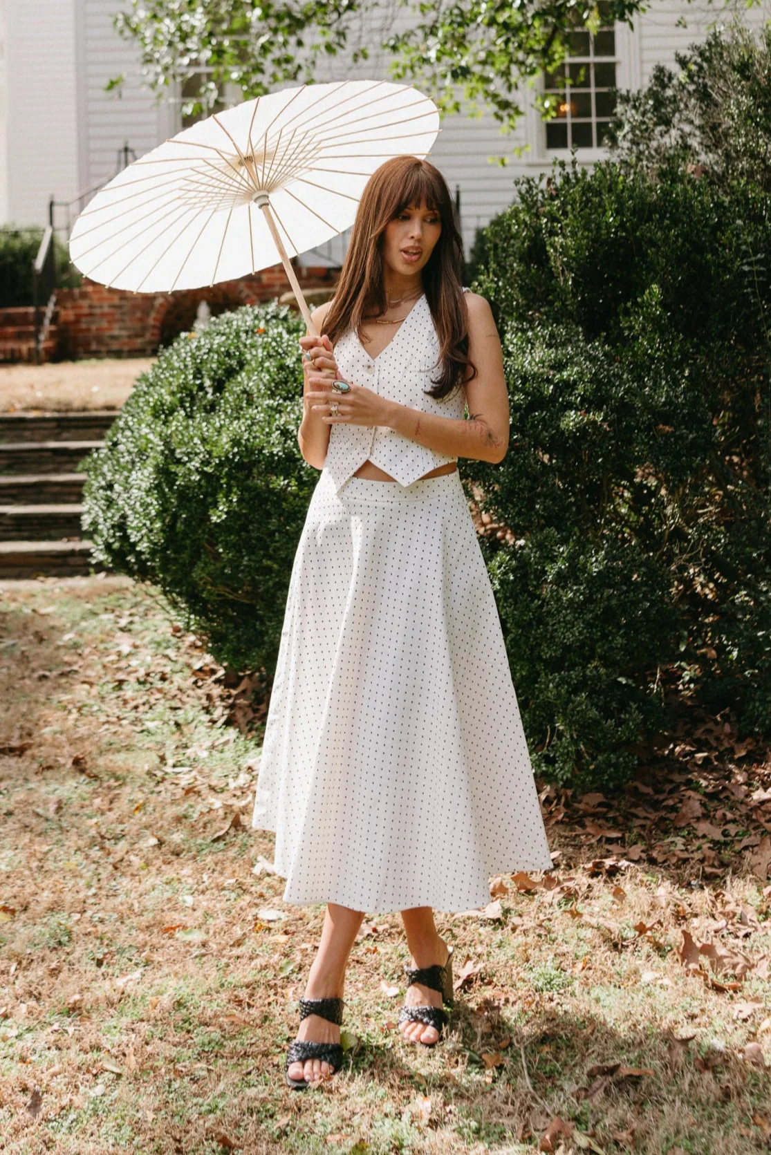 Arabella White & Black Polka Dot Vest