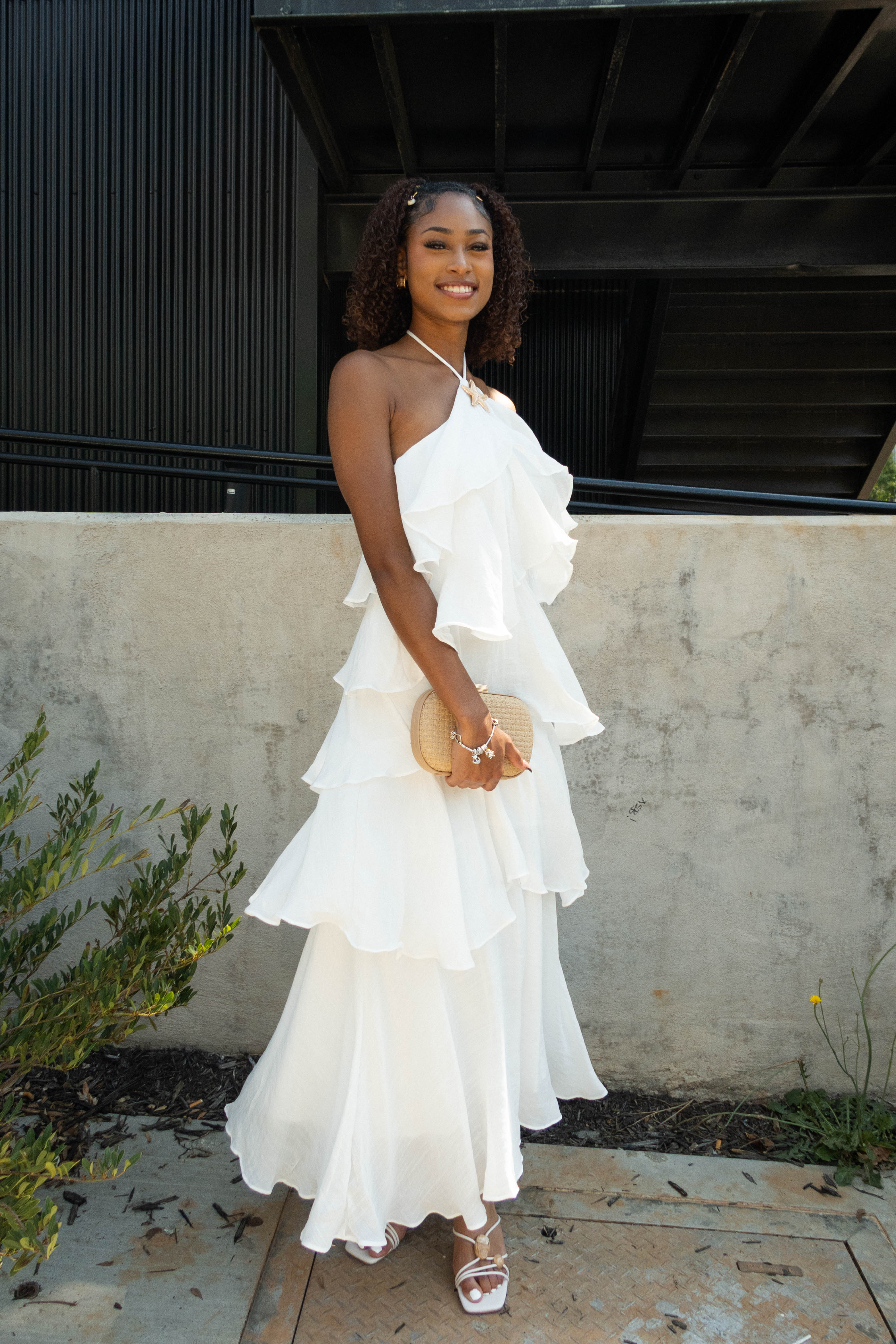 Ariana White Tiered Starfish Maxi Dress - Image 4