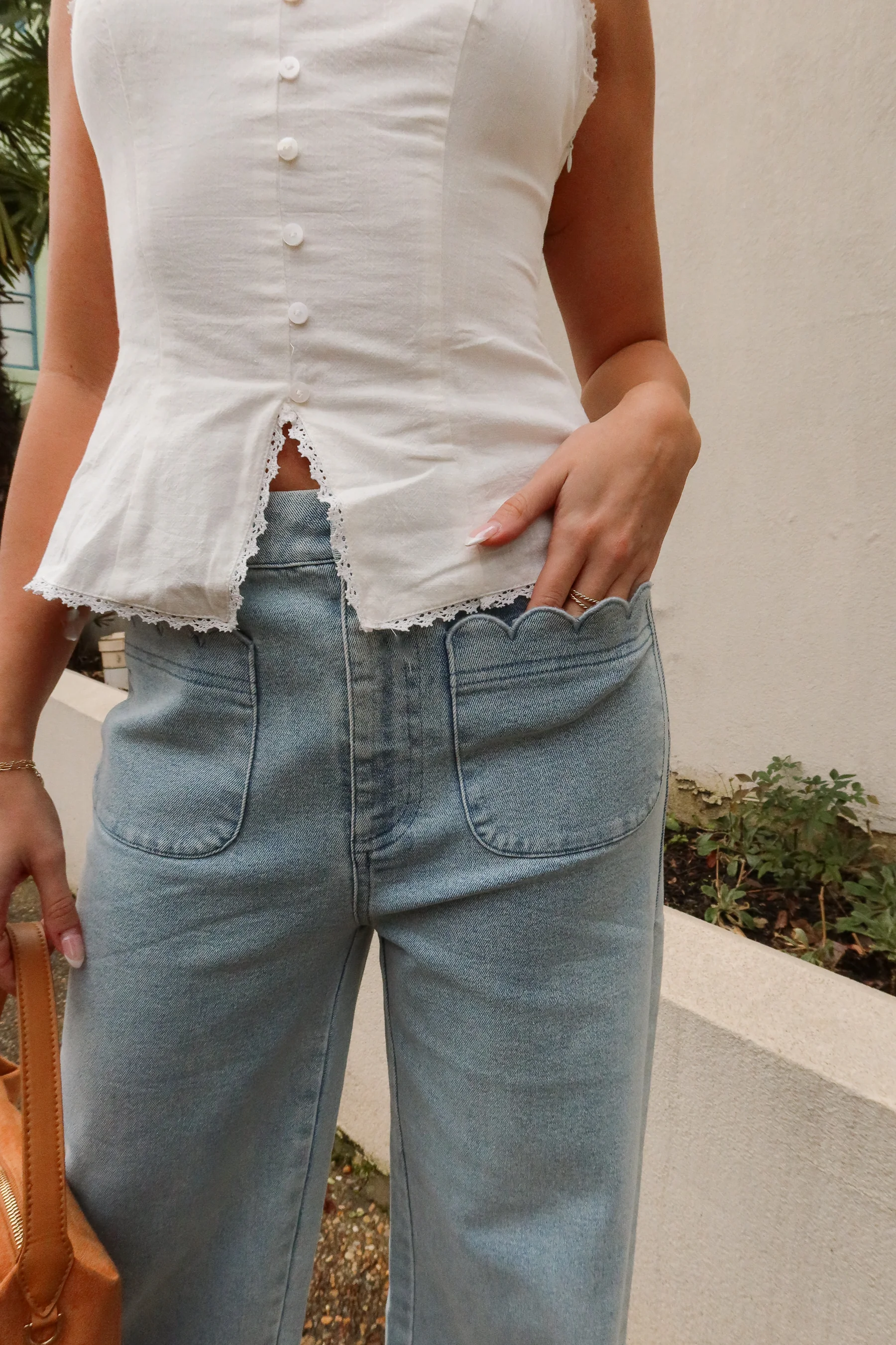 Ashleigh Blue Denim Scalloped Pants - Image 3