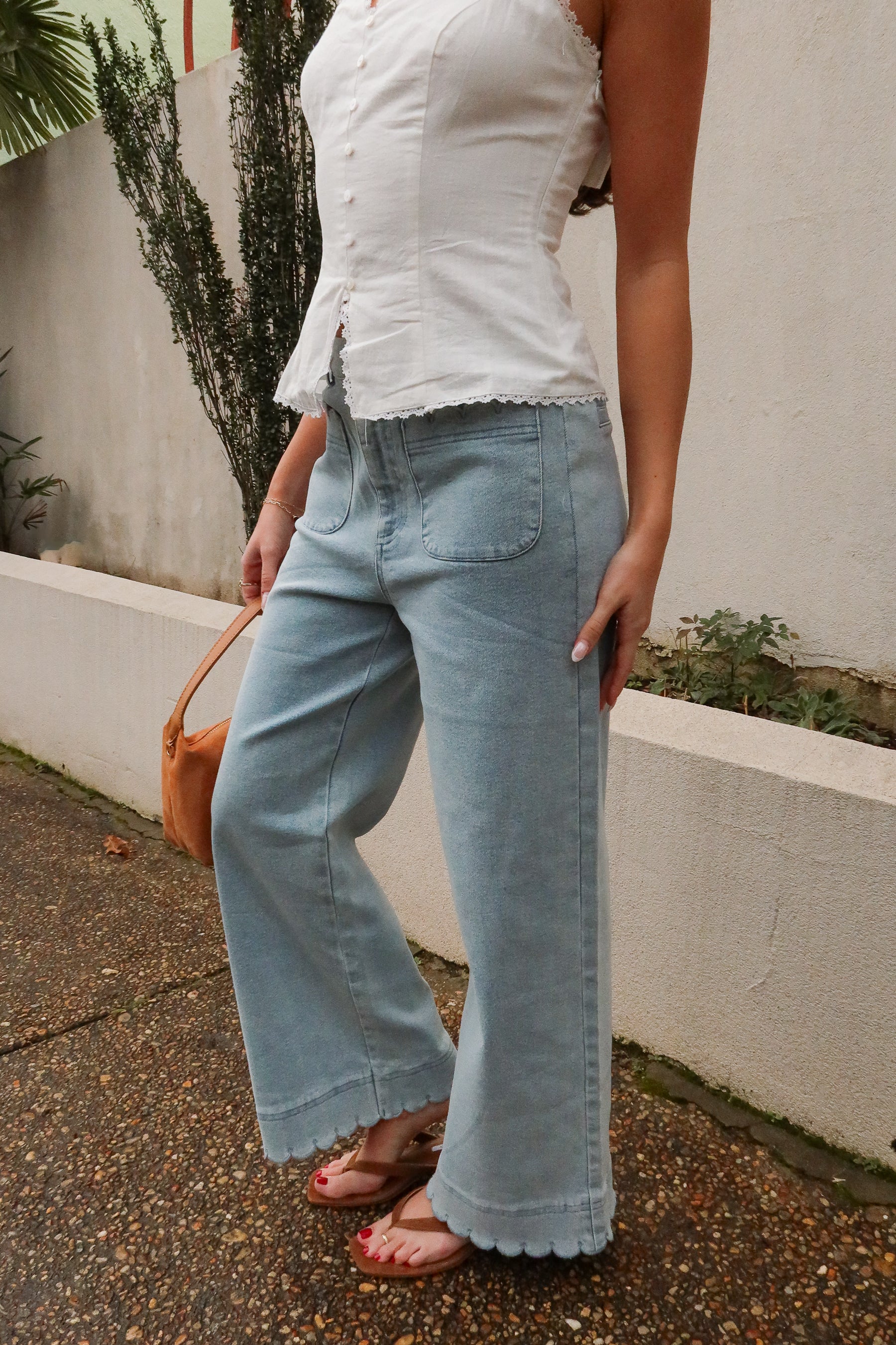 Ashleigh Blue Denim Scalloped Pants - Image 6