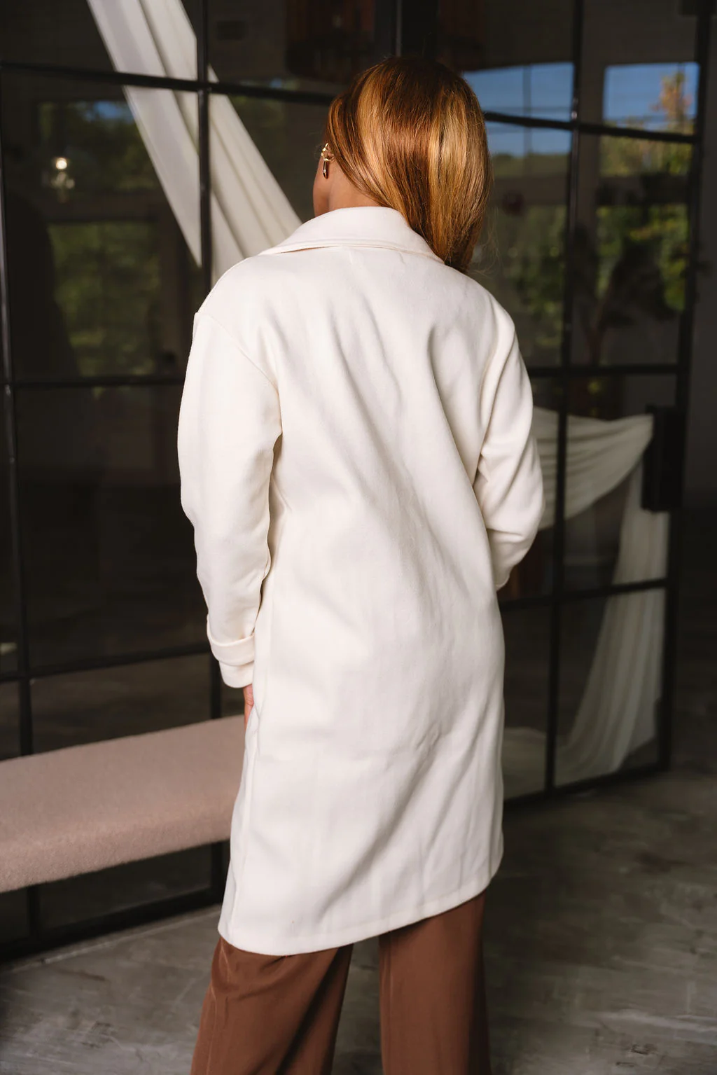 Ava Ivory Button-Up Midi Coat - Image 4