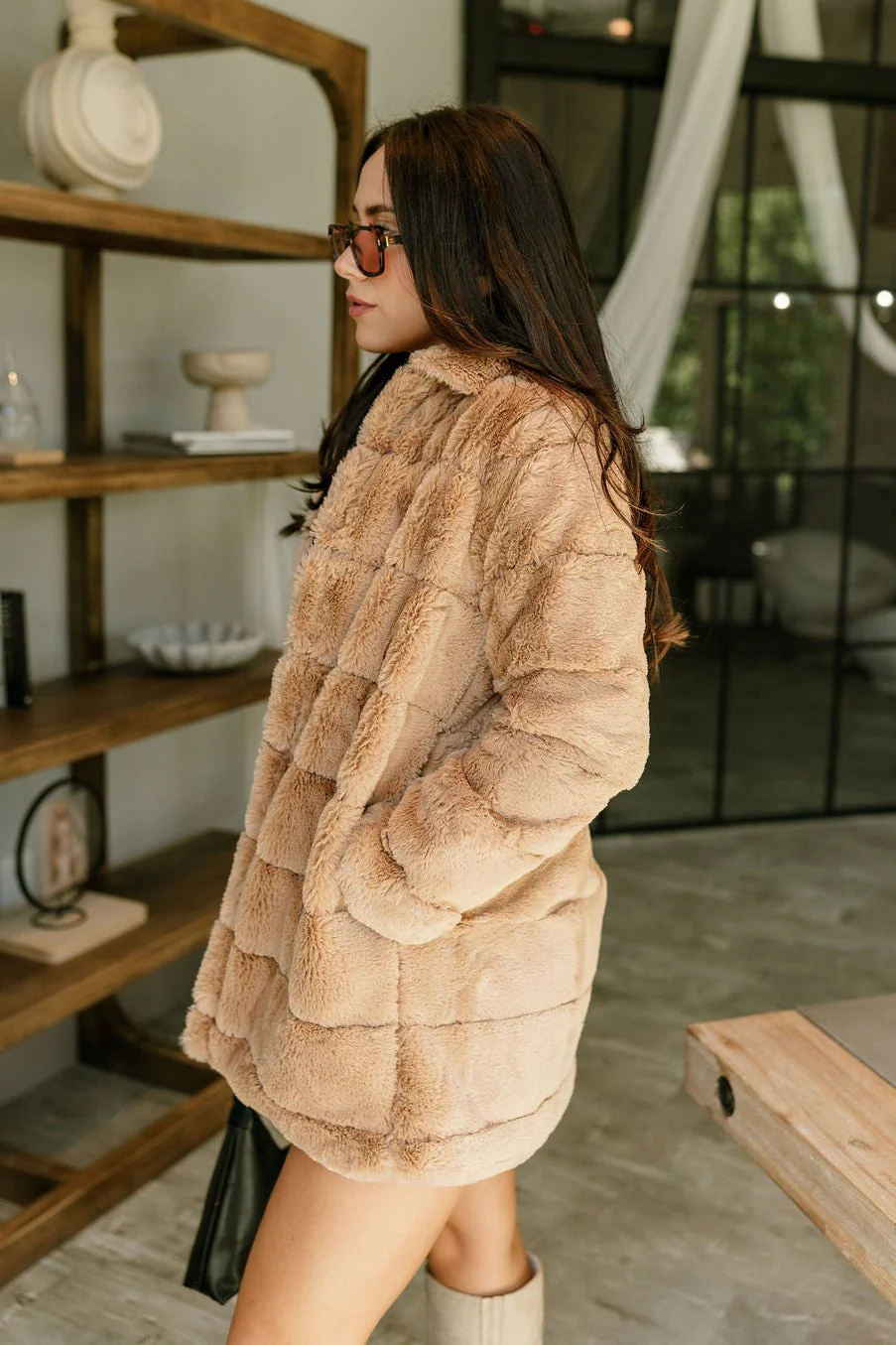 Avani Camel Faux Fur Jacket - Image 3