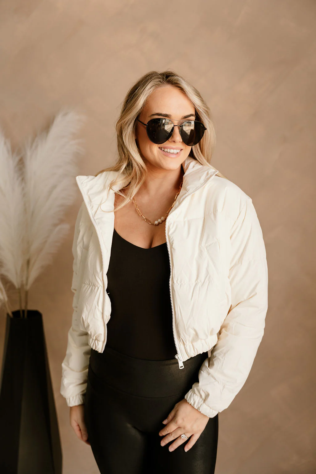 Bailey Ivory Faux Leather Puffer Jacket - Image 4