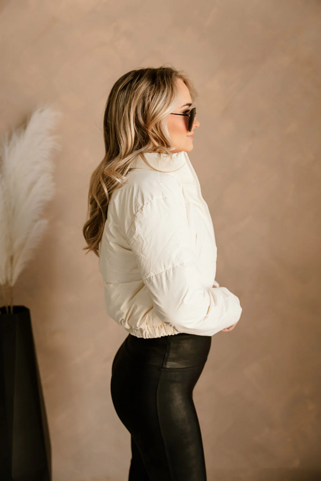 Bailey Ivory Faux Leather Puffer Jacket - Image 5