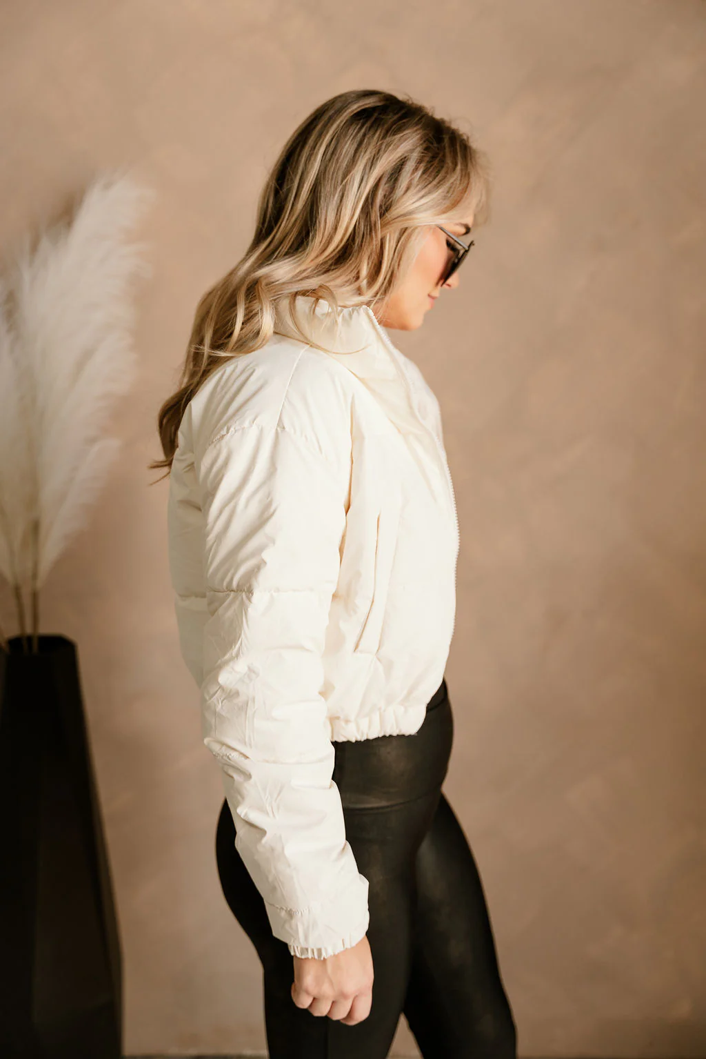 Bailey Ivory Faux Leather Puffer Jacket - Image 6