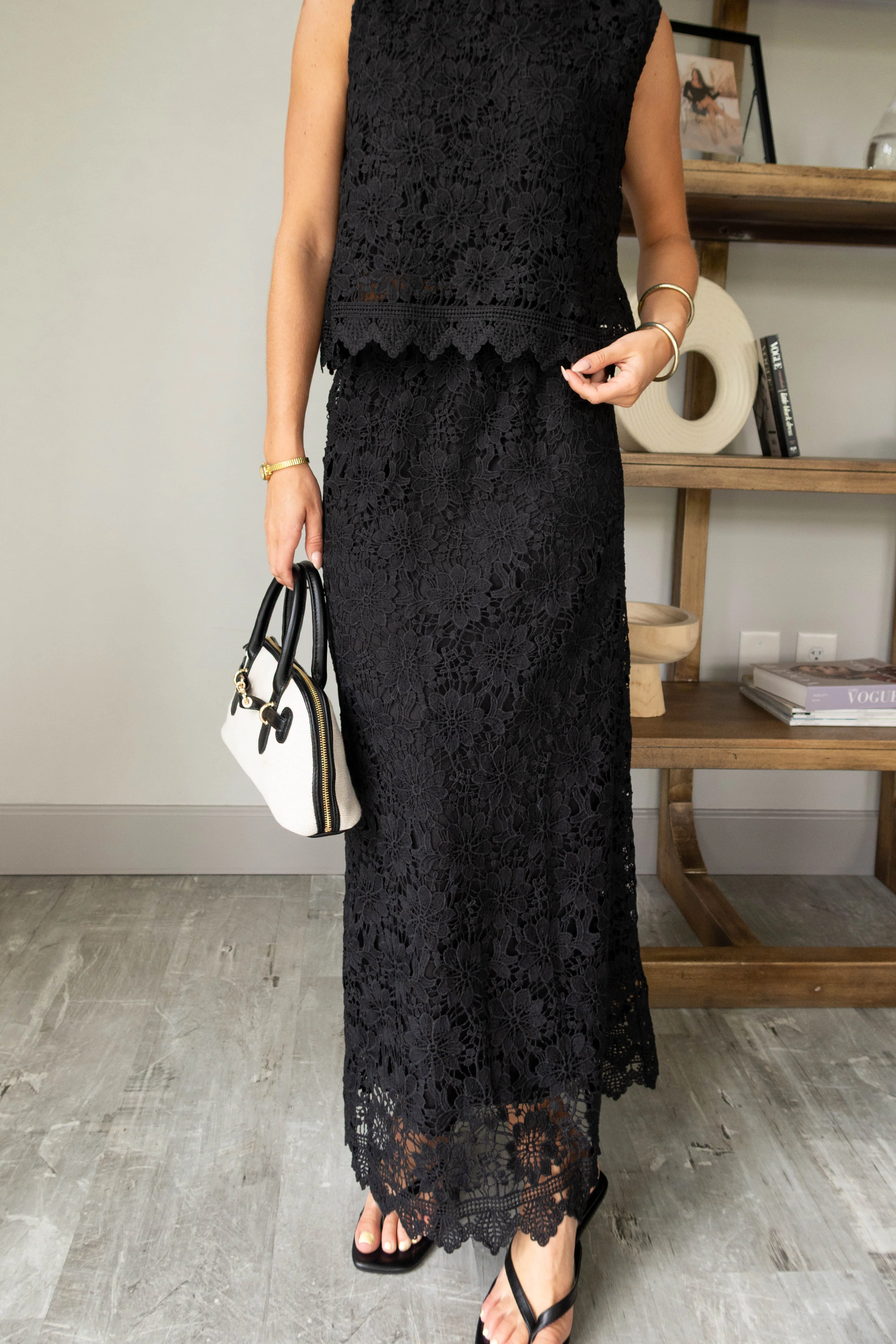 Lyra Black Floral Lace Skirt - Image 5