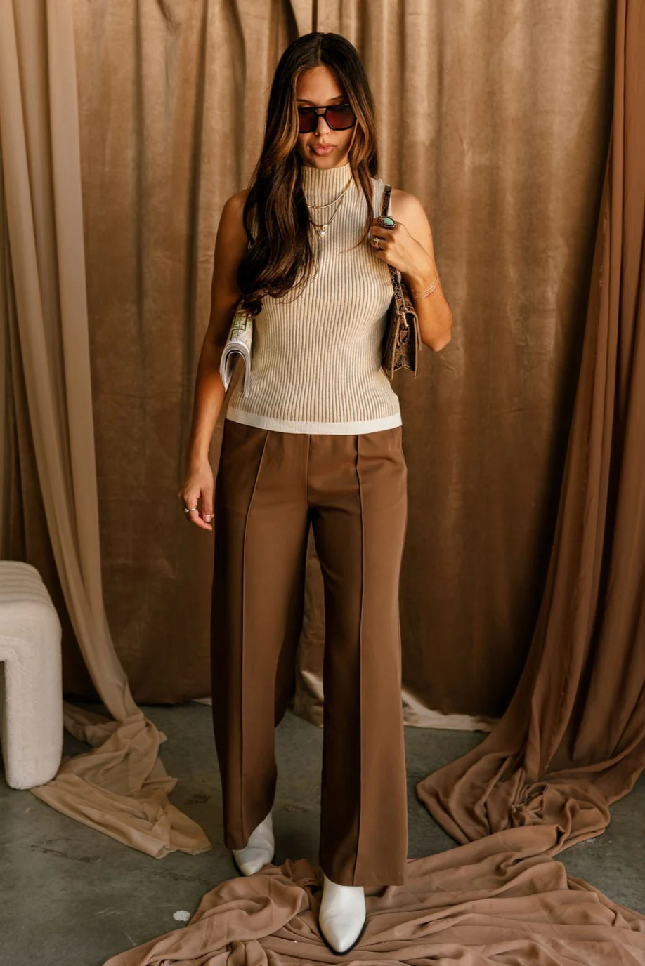 Celine Natural Ribbed High Neck Tank - Image 3
