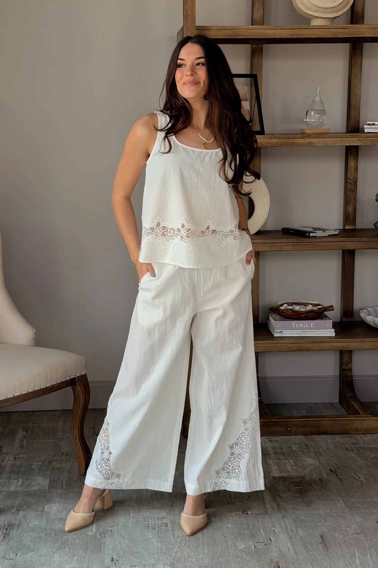 Carlie White Lace Detail Tank Top - Image 2
