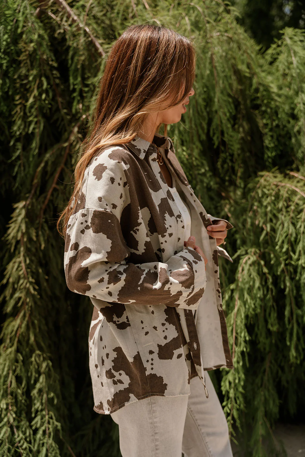 Clara Cow Print Button-Up Top - Image 10