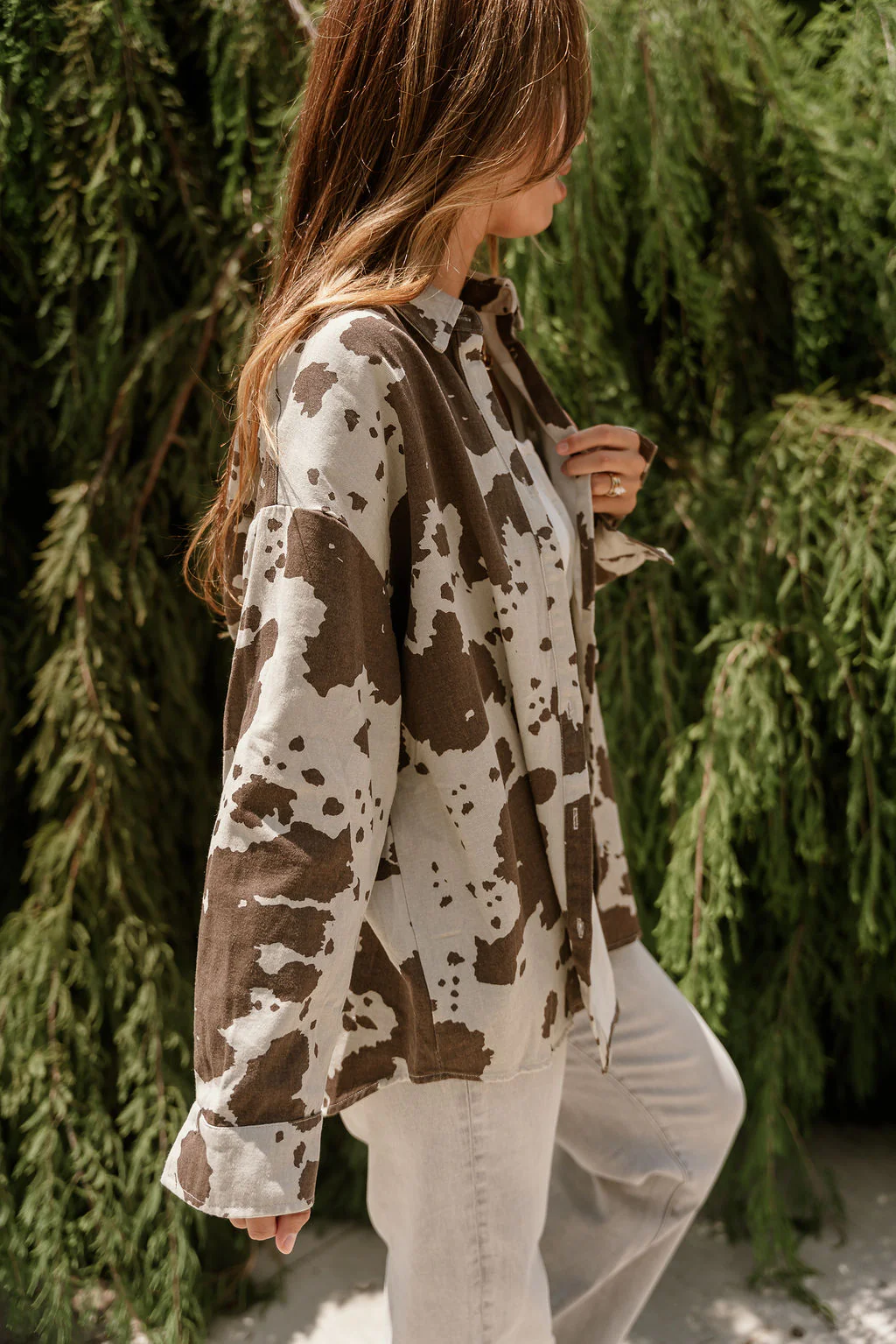 Clara Cow Print Button-Up Top - Image 9