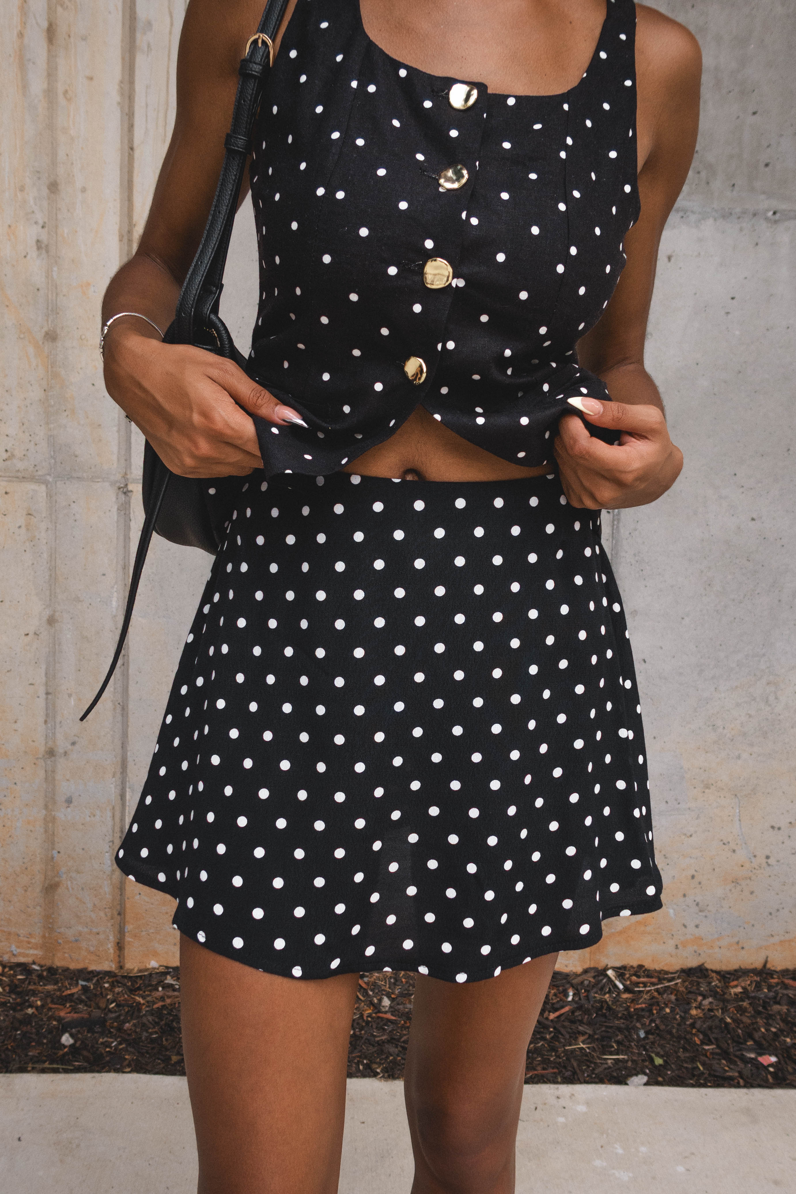 Clea Black & White Polka Dot Mini Skirt - Image 2