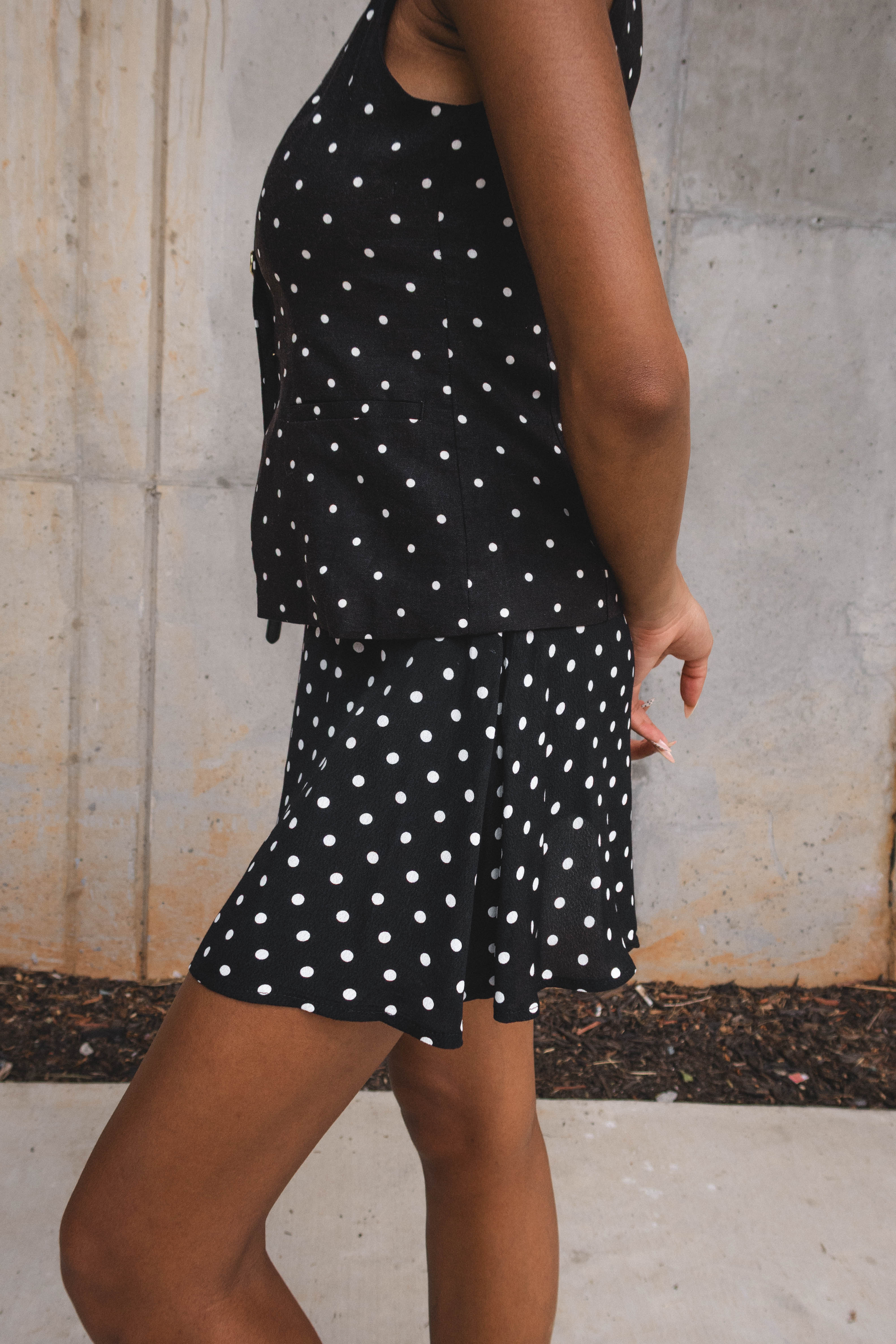 Clea Black & White Polka Dot Mini Skirt - Image 3