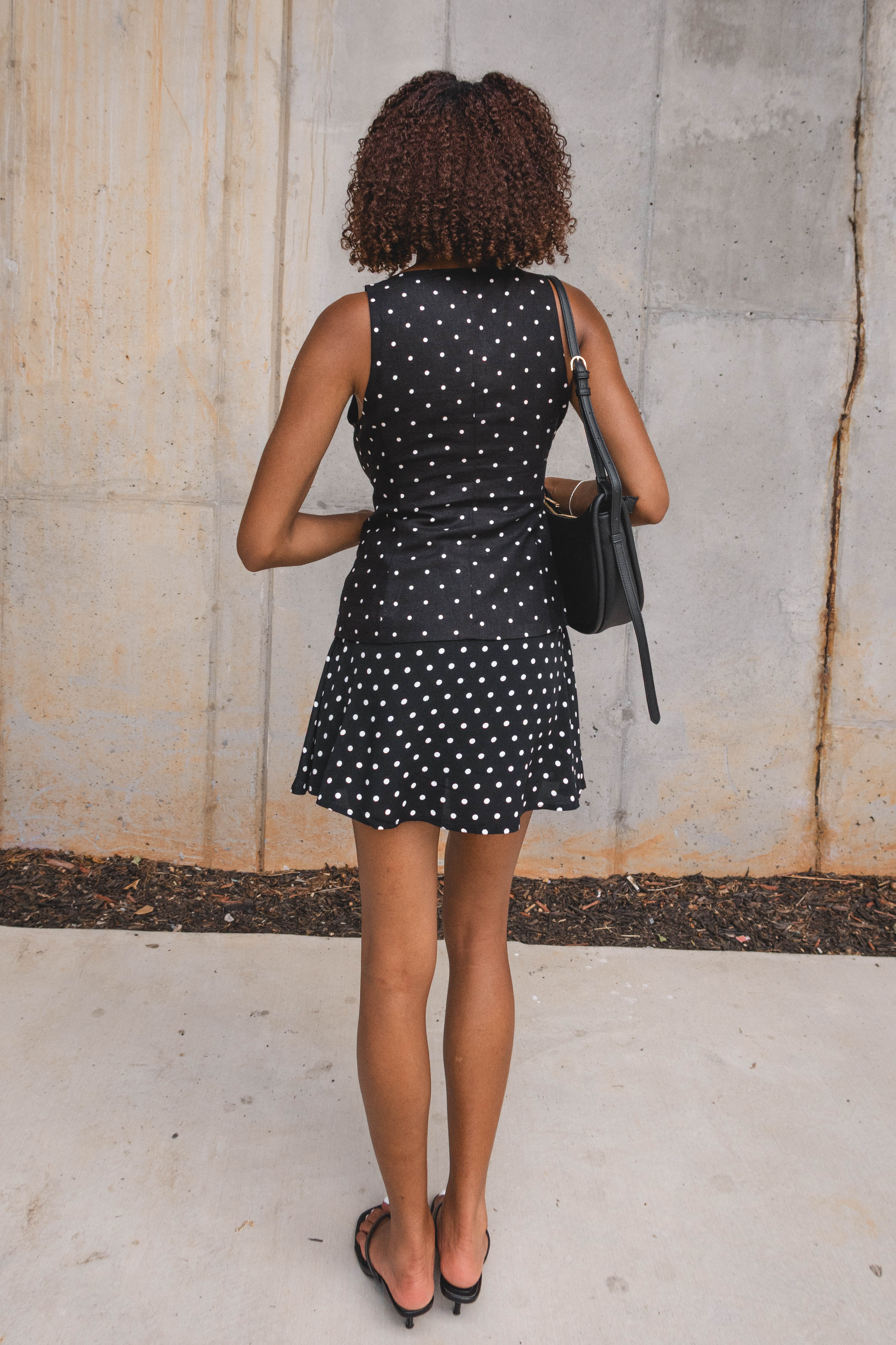 Clea Black & White Polka Dot Mini Skirt - Image 4