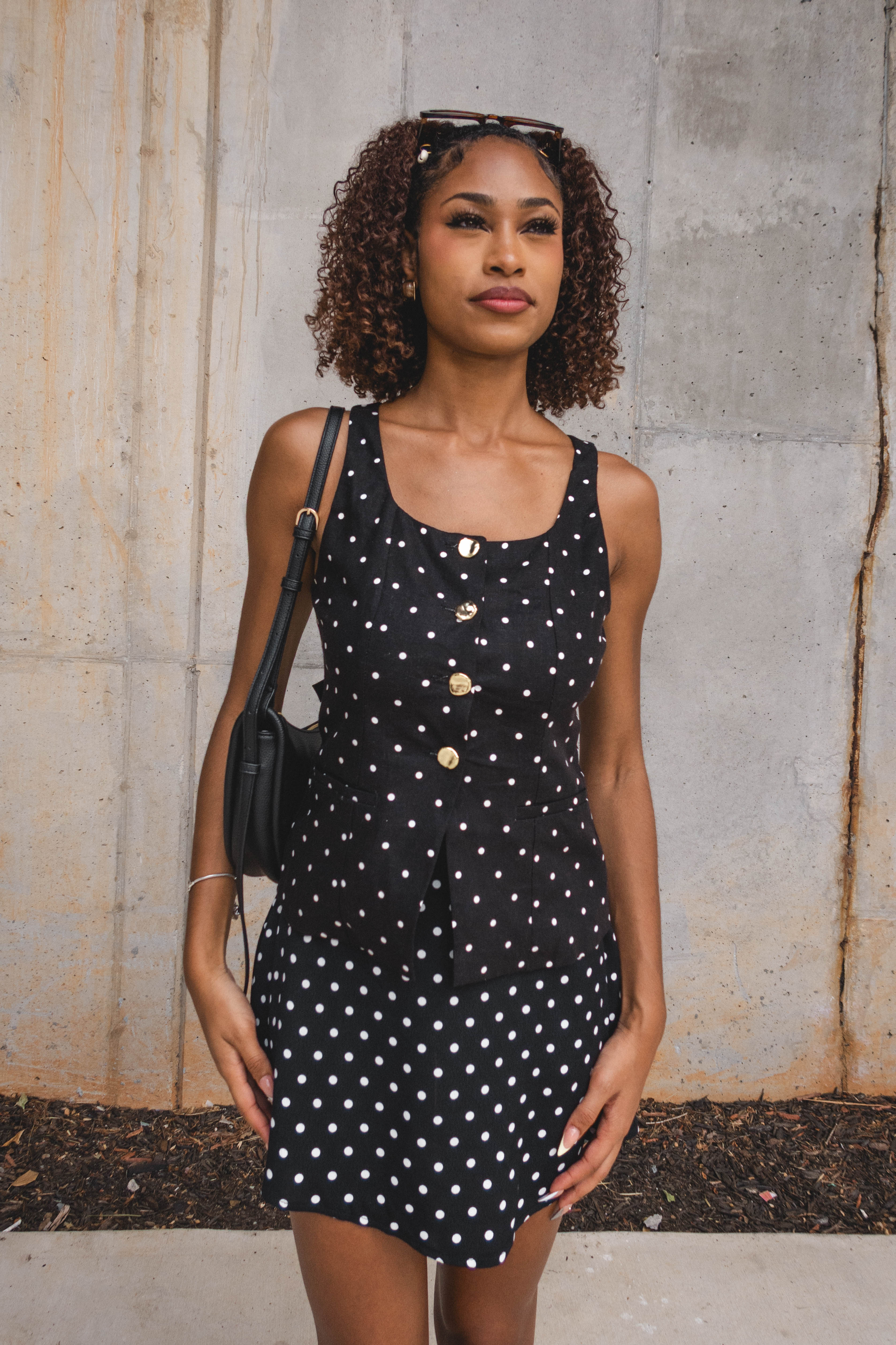 Clea Black & White Polka Dot Mini Skirt - Image 7