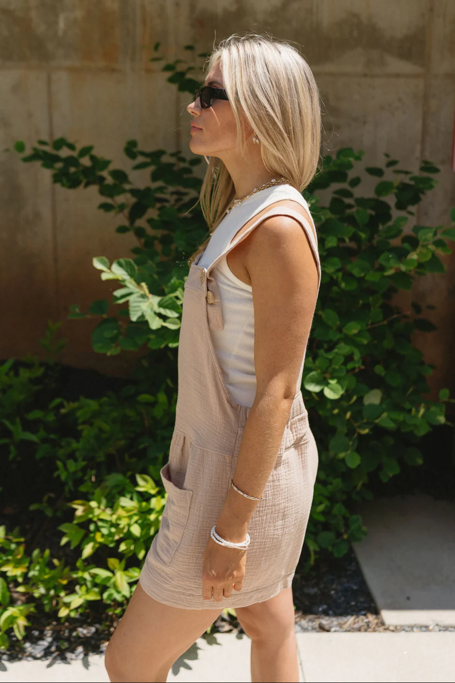 Delaney Taupe Gauze Sleeveless Romper - Image 8