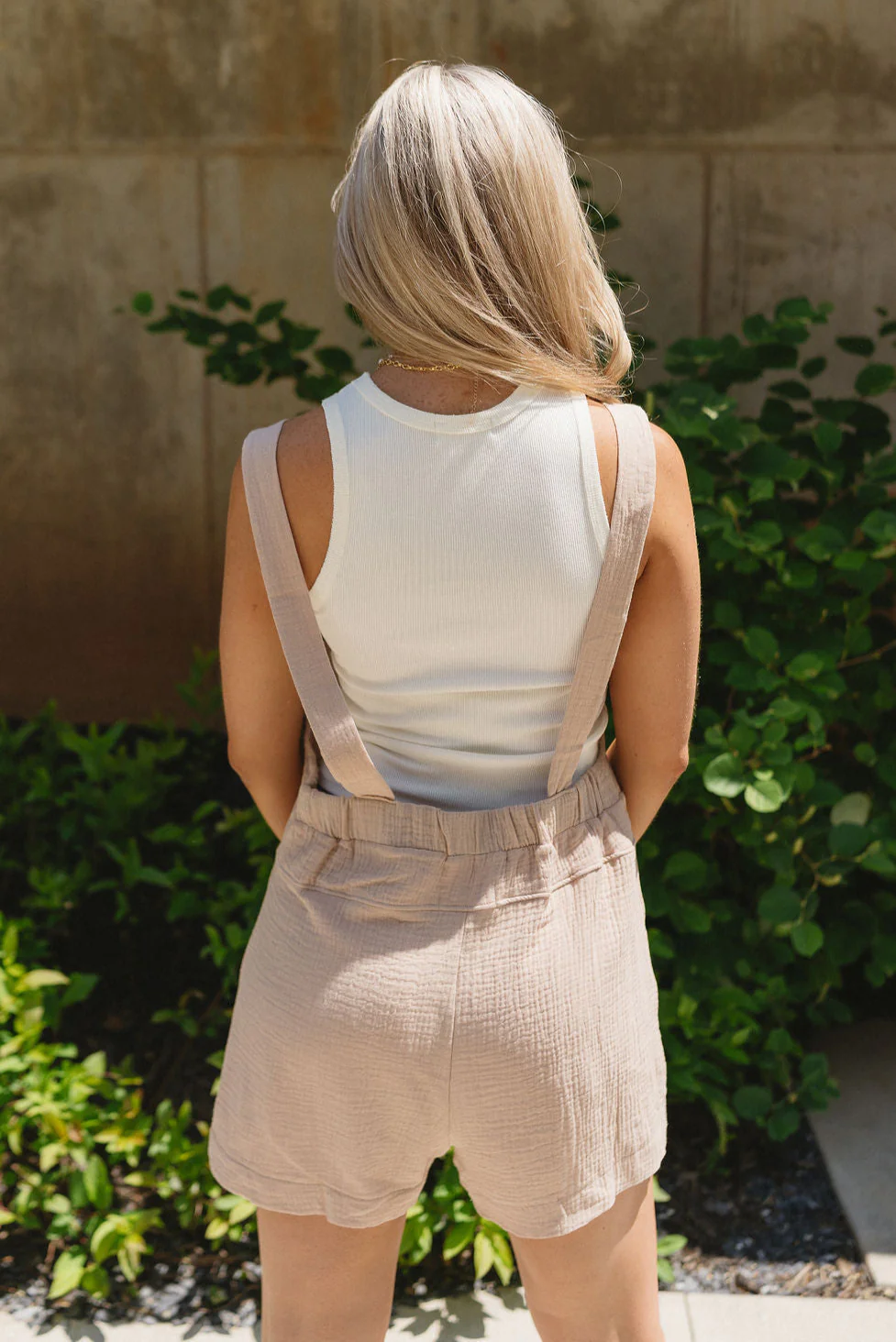 Delaney Taupe Gauze Sleeveless Romper - Image 9