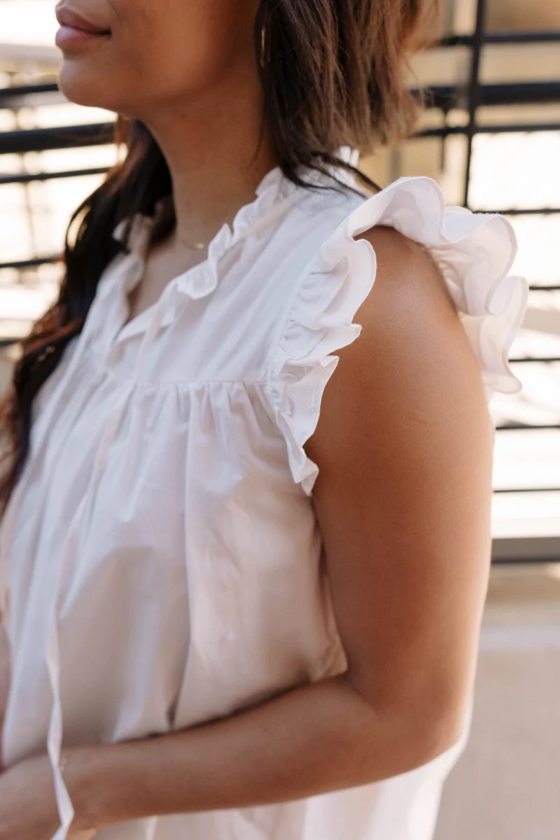 Emory White Sleeveless Ruffle Top - Image 5