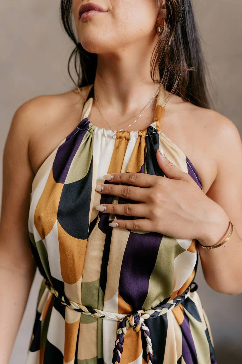 Estelle Printed Satin Halter Jumpsuit - Image 3