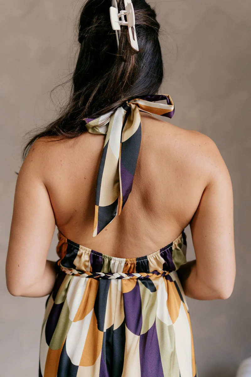 Estelle Printed Satin Halter Jumpsuit - Image 6