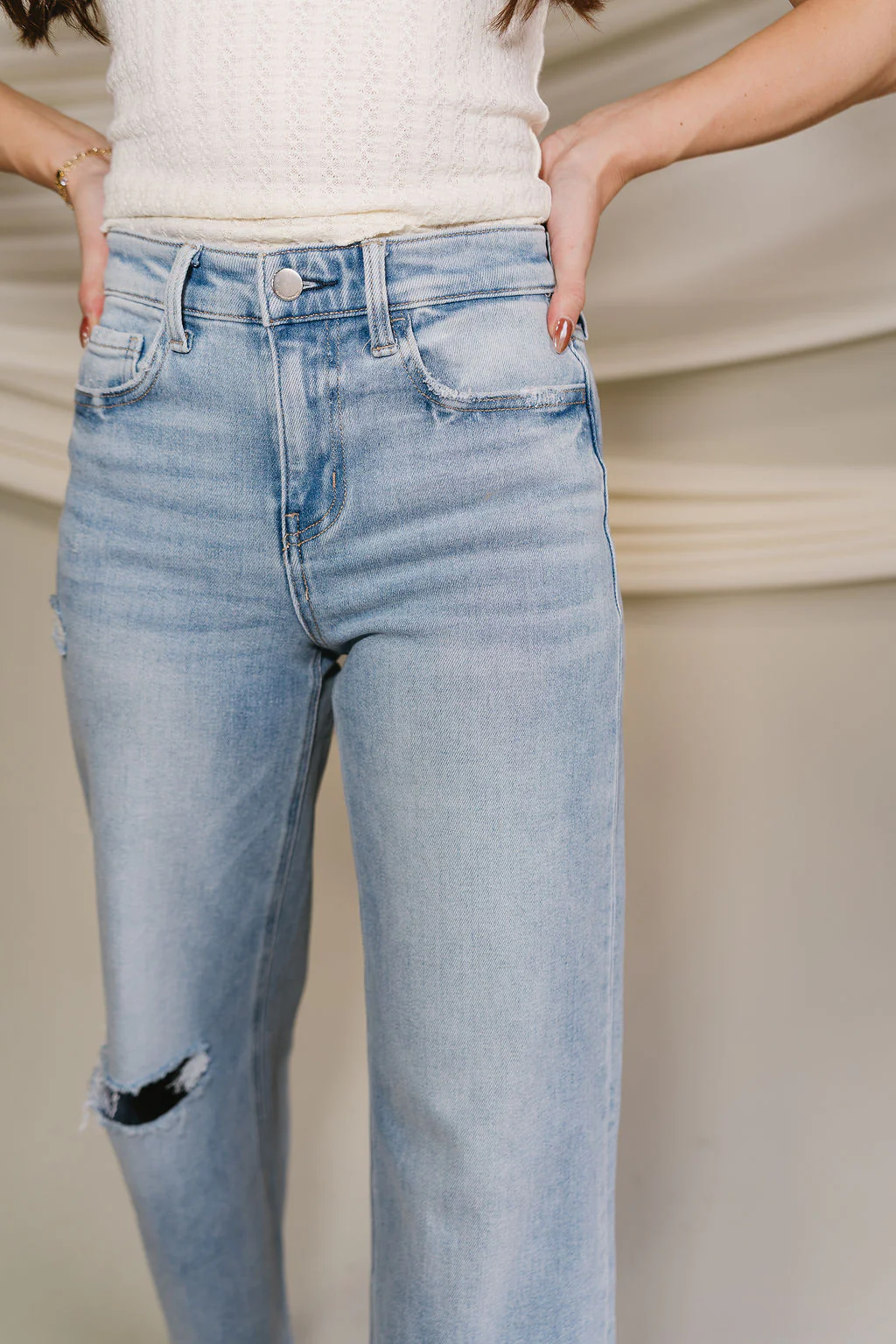 Flying Monkey: Genevieve Distressed Wide Leg Jeans - Image 5
