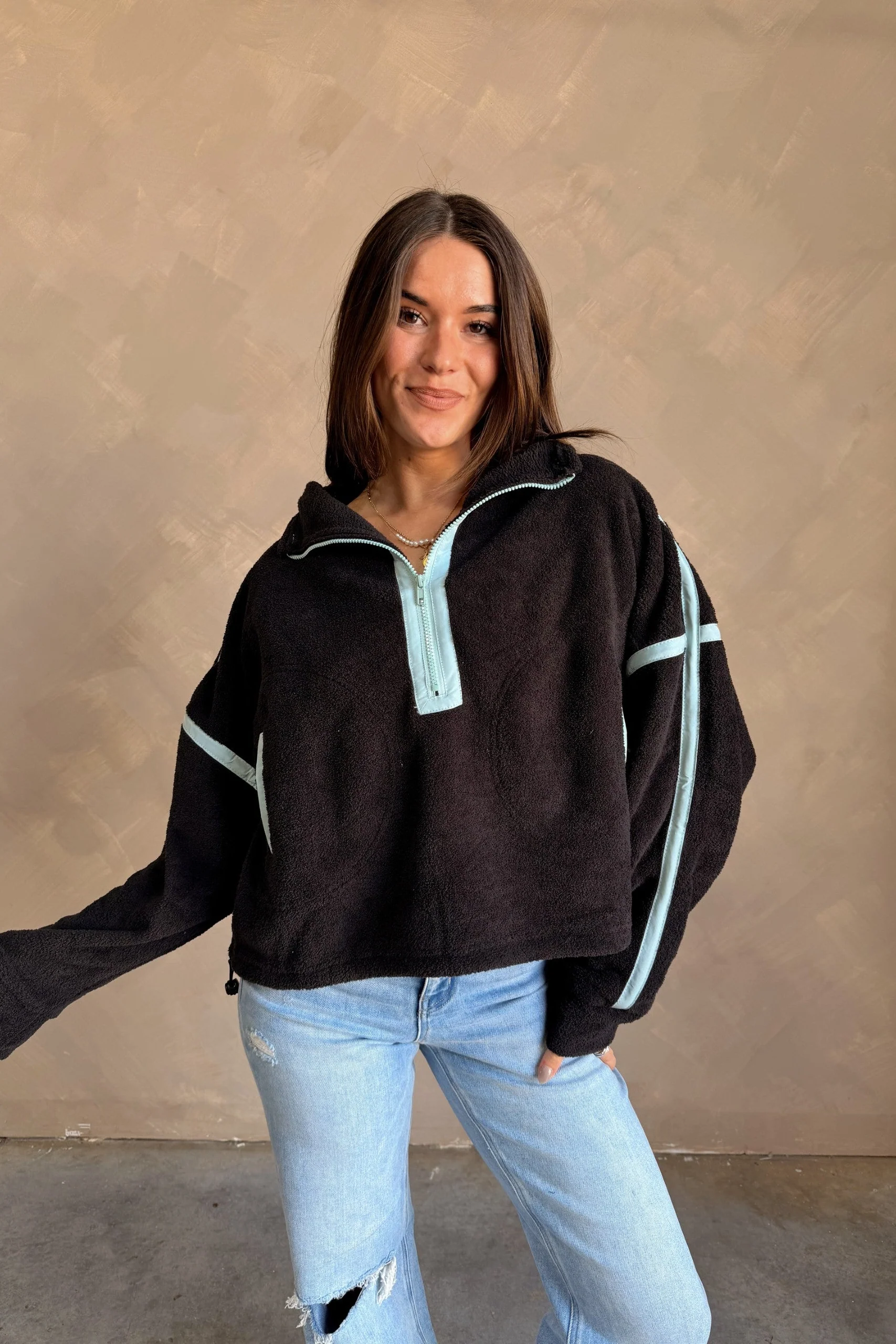 Gia Black & Blue Quarter Zip Pullover