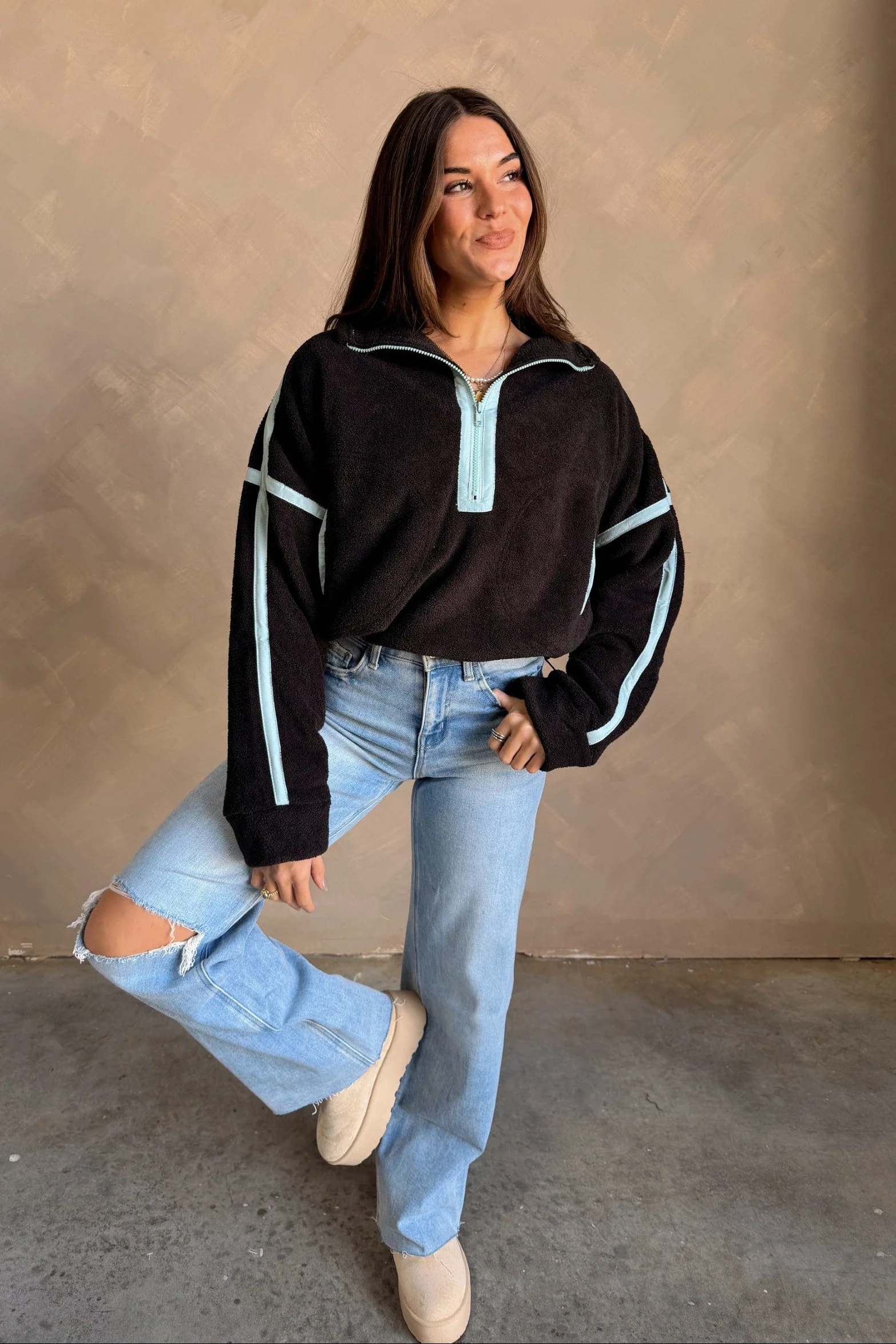 Gia Black & Blue Quarter Zip Pullover - Image 4