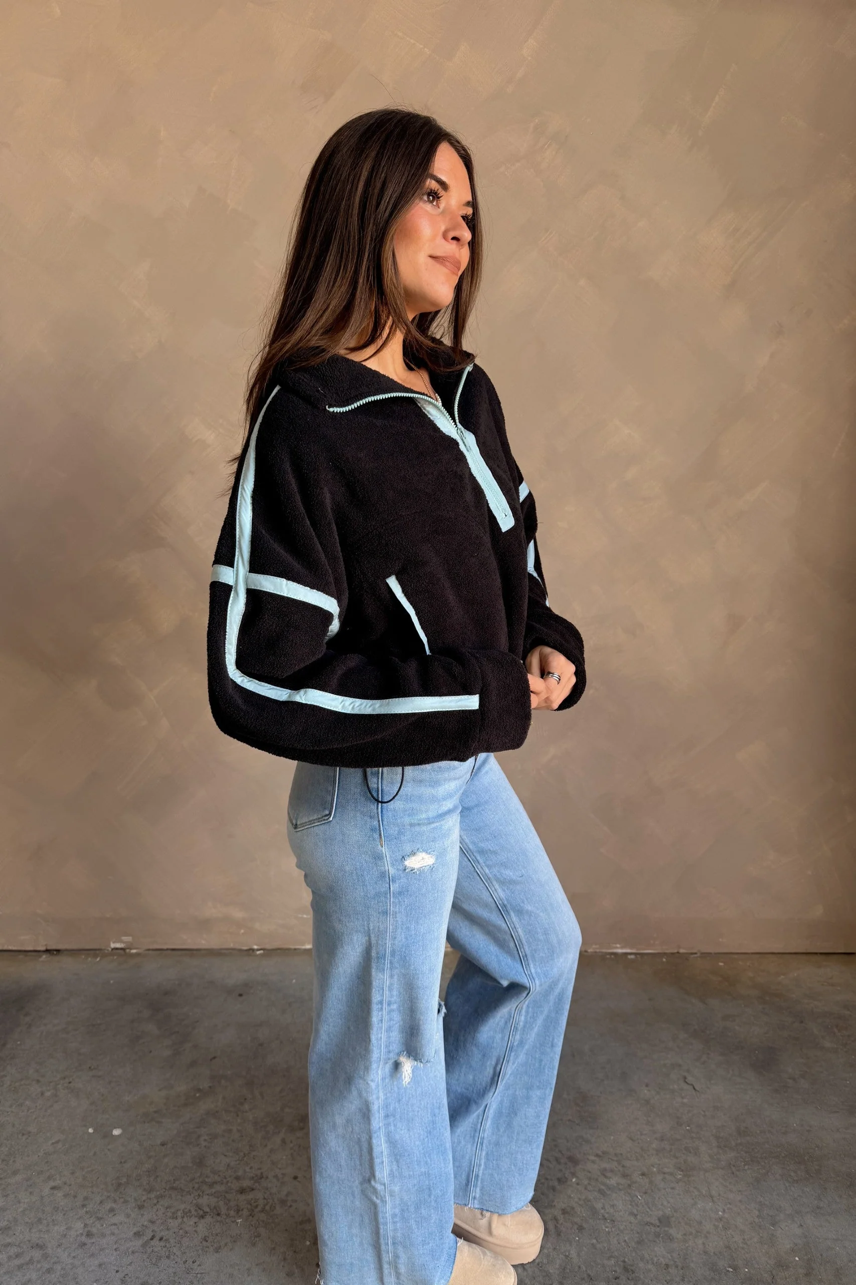 Gia Black & Blue Quarter Zip Pullover - Image 7