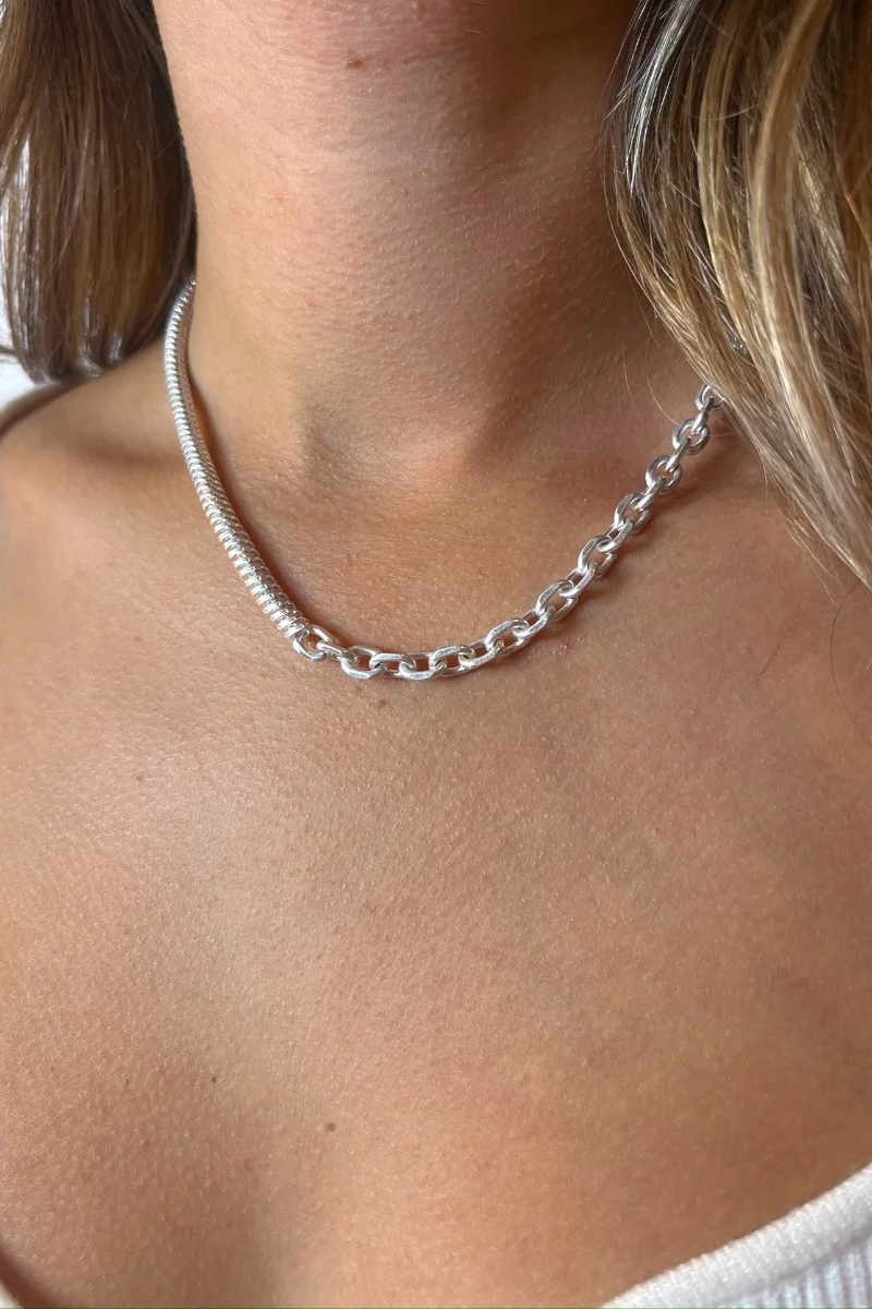 Half And Half Necklace in Silver