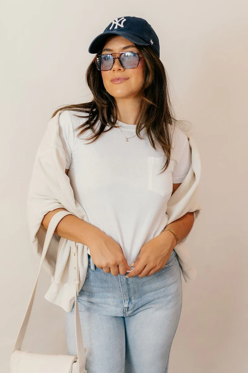 Hannah Off White Short Sleeve Pocket Tee - Image 2