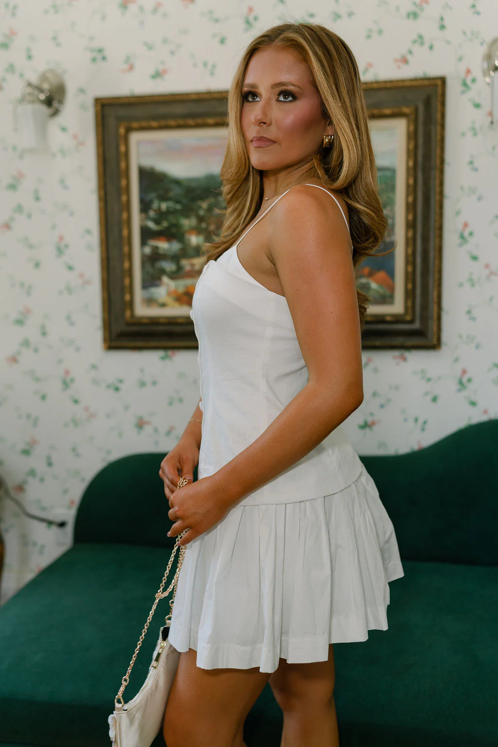 Haven White Flare Skirt Mini Dress - Image 3