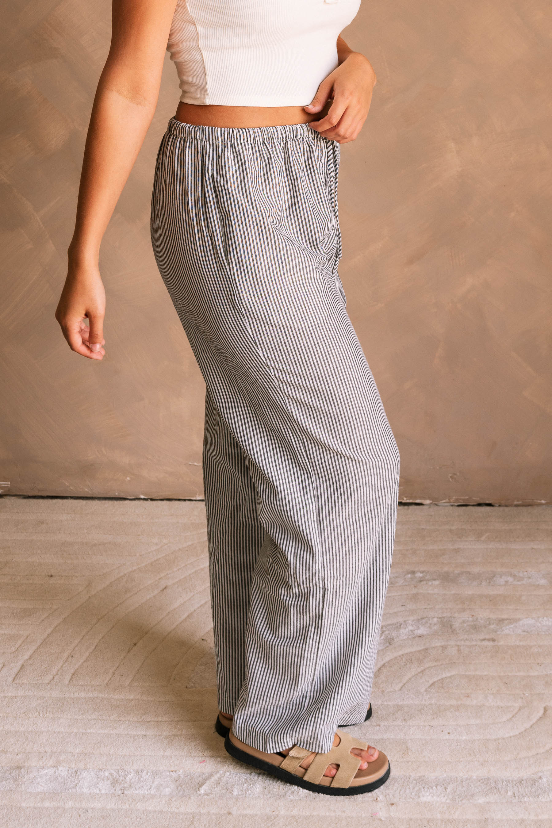 Heidi Black & White Linen Wide Leg Pants - Image 7