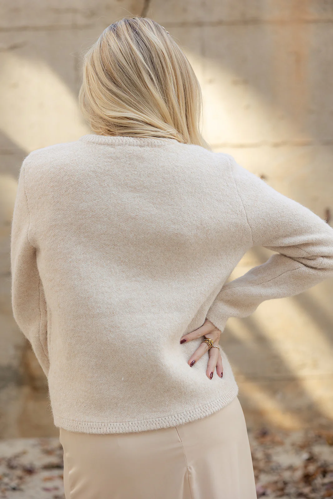 Helena Cream & Gold Button-Up Cardigan - Image 4