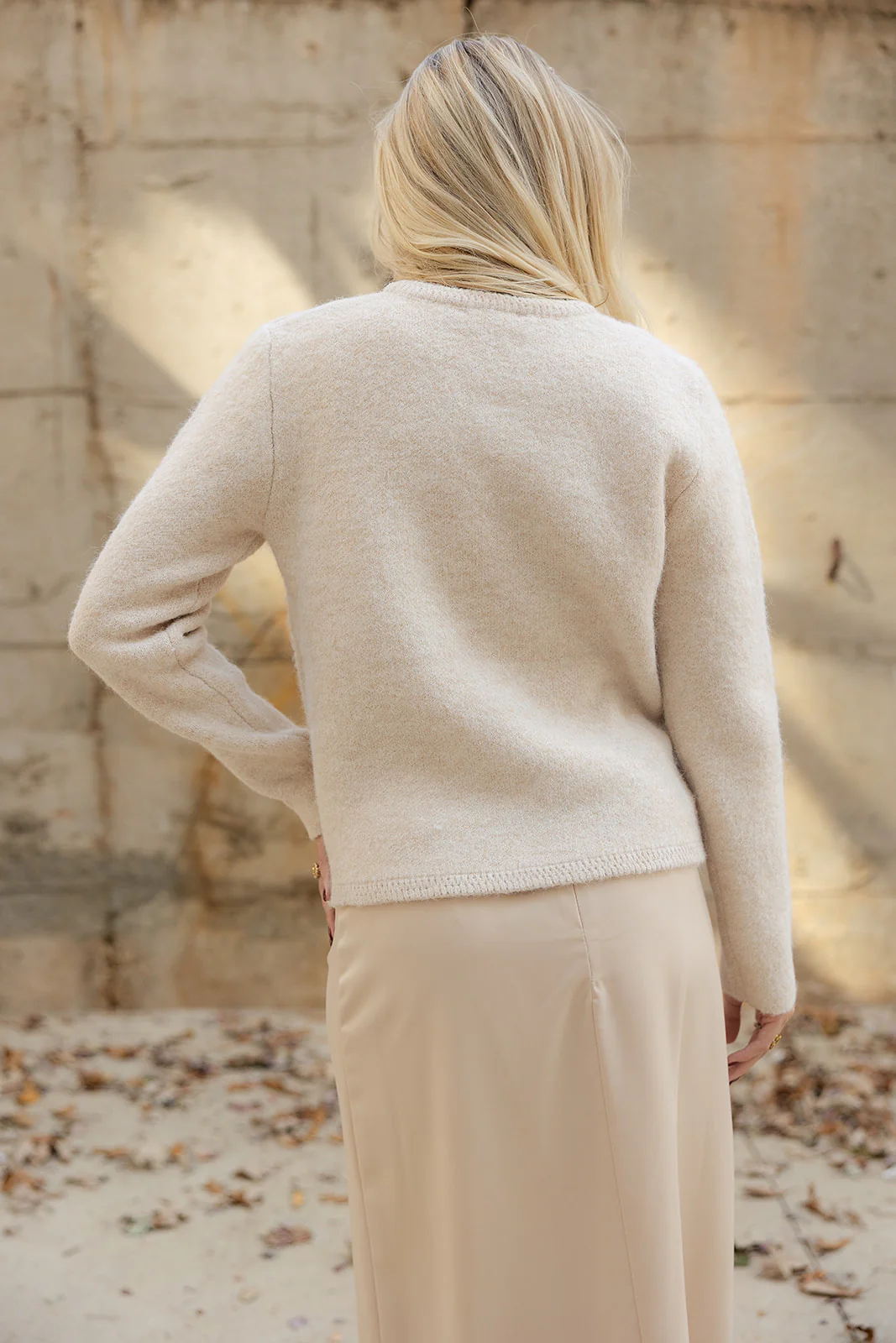 Helena Cream & Gold Button-Up Cardigan - Image 6