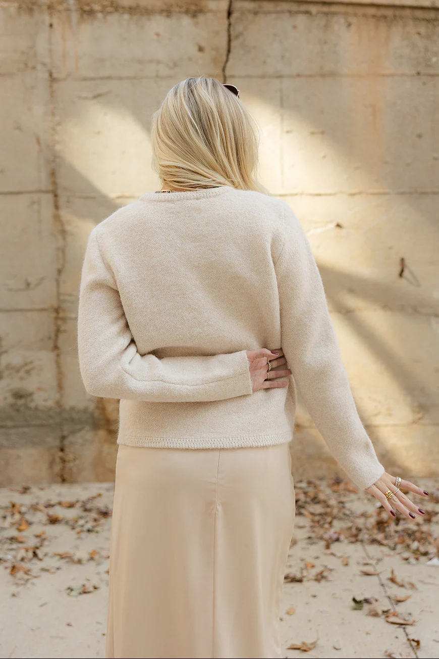 Helena Cream & Gold Button-Up Cardigan - Image 7