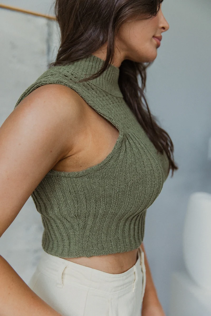 I Go Back Tank in Olive - Image 5