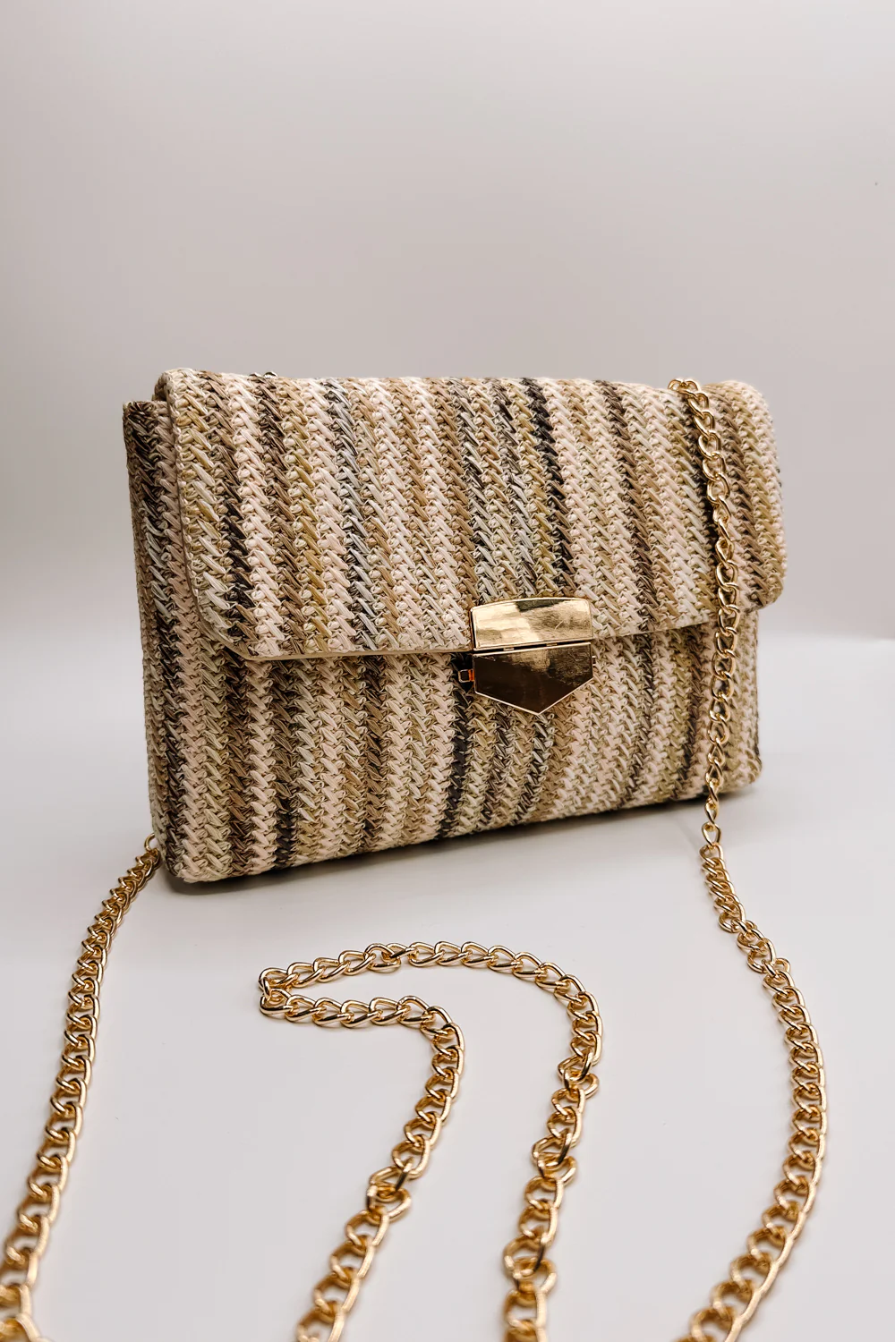 Janie Natural Multi Gold Chain Purse