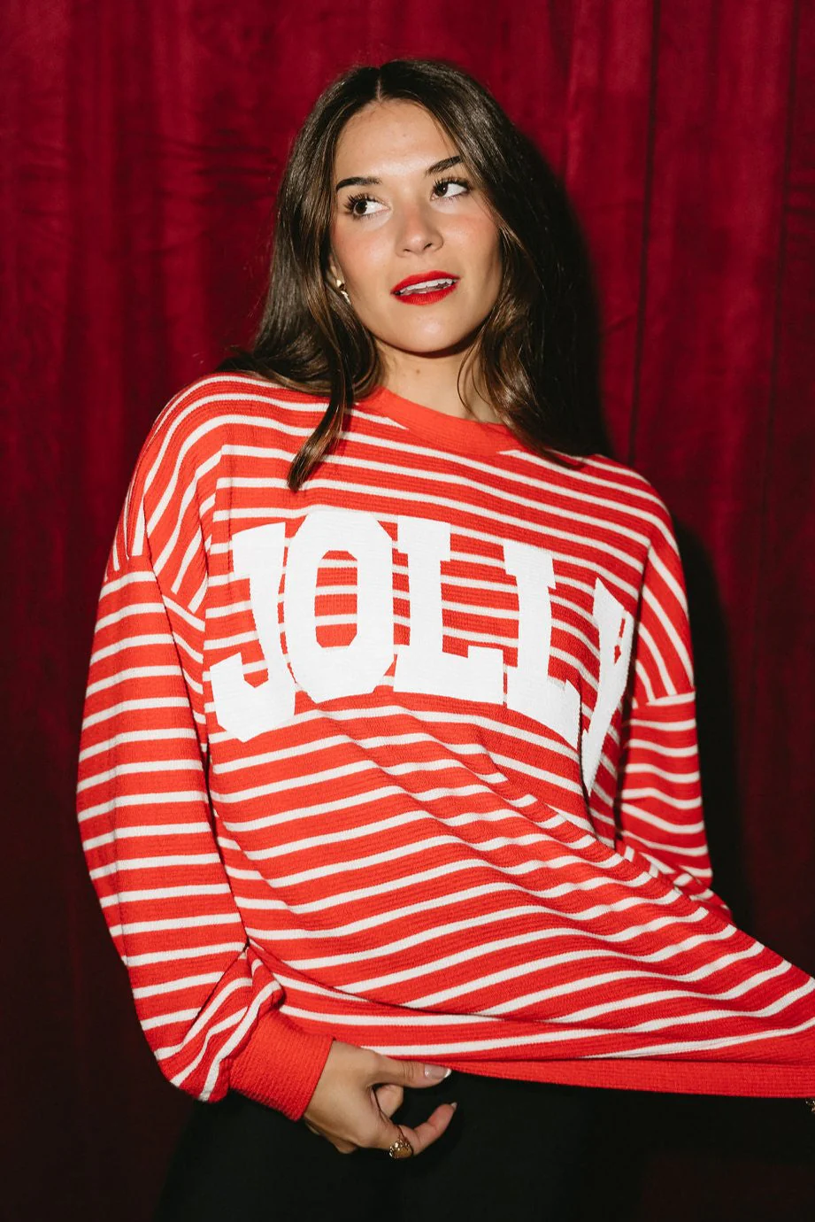 Jolly Red & White Striped Top
