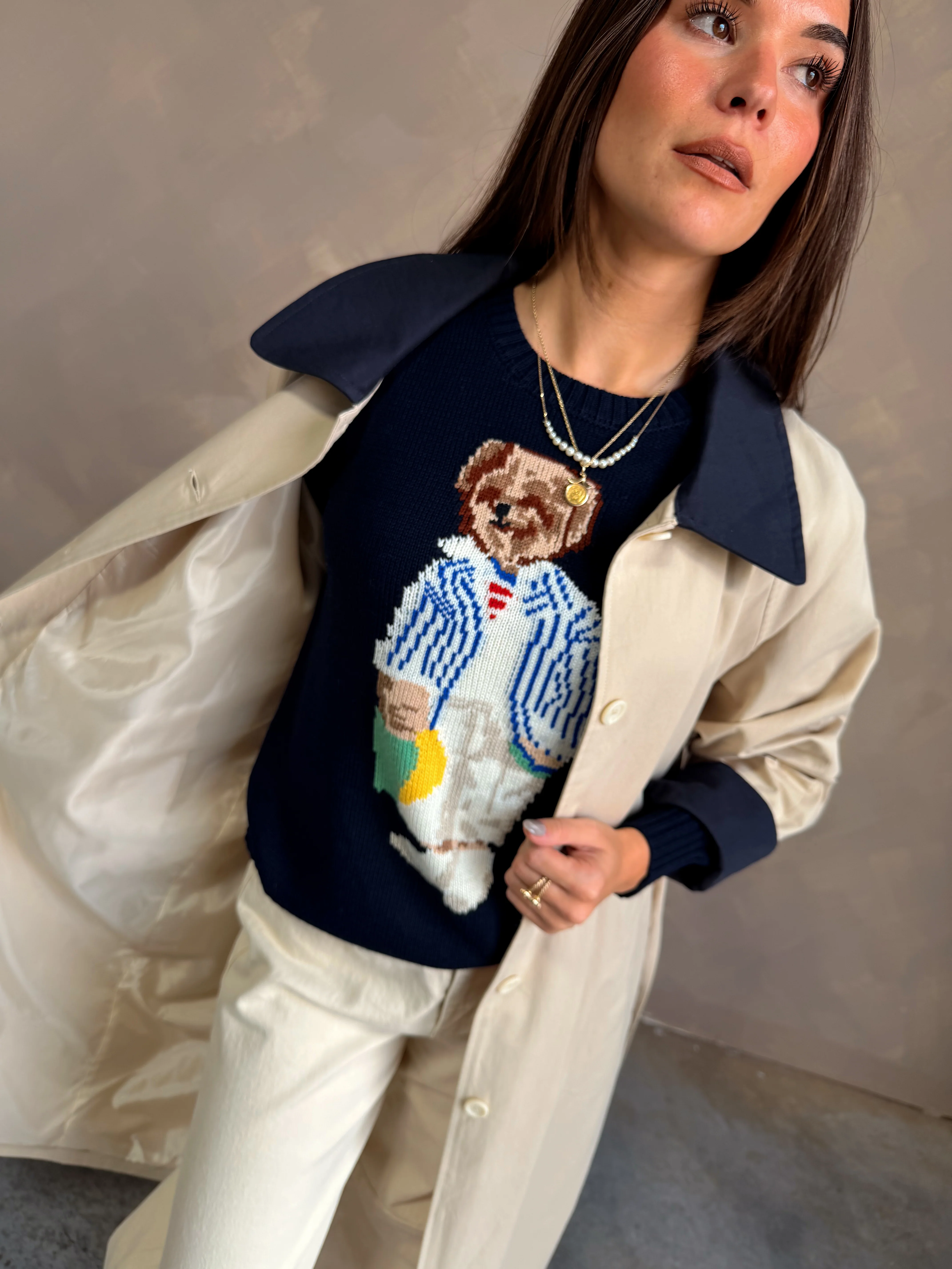 Julia Navy Teddy Bear Sweater - Image 8