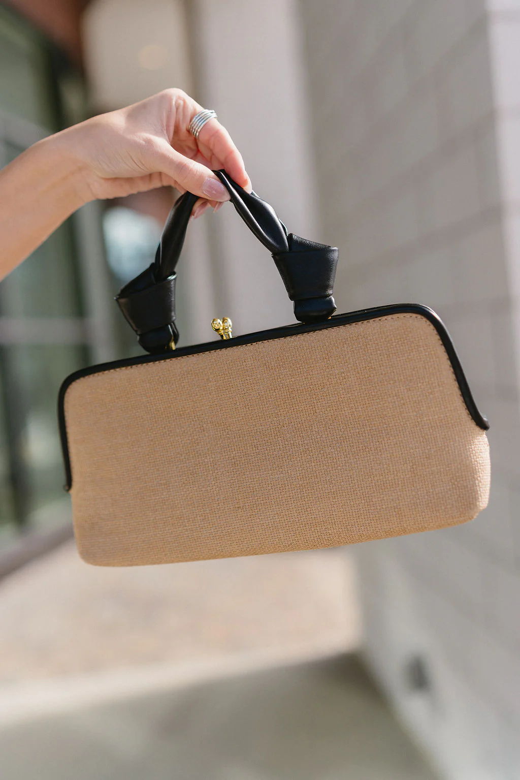 Julissa Tan Woven & Black Purse - Image 6