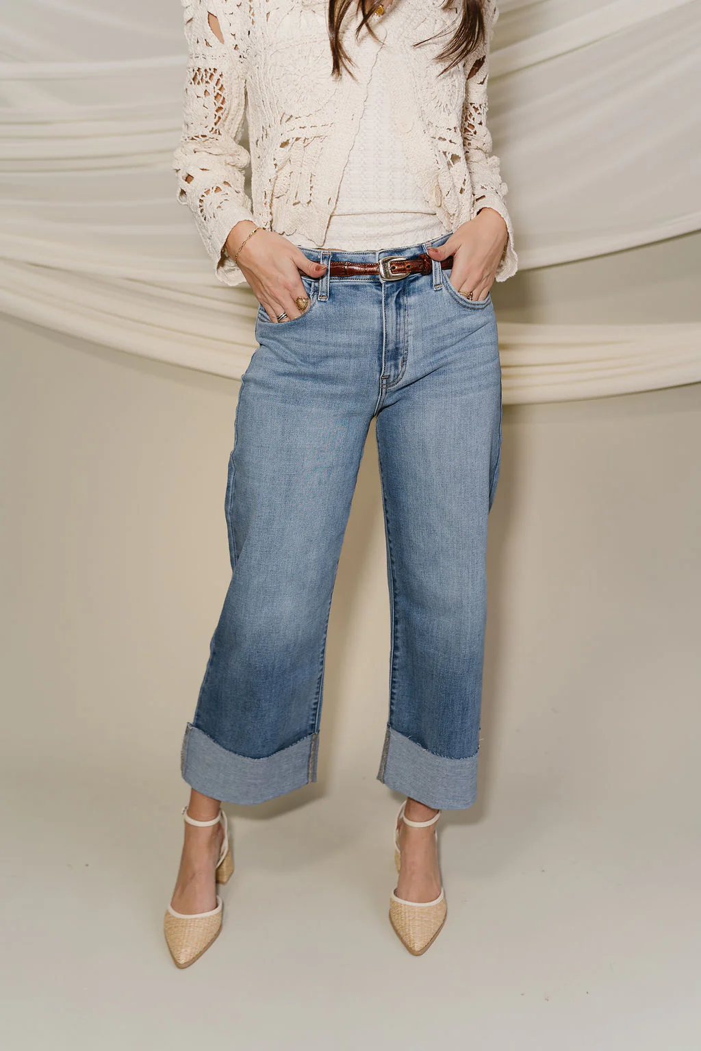 Kancan: Blake Medium Wash Cropped Cuff Hem Jeans - Image 6