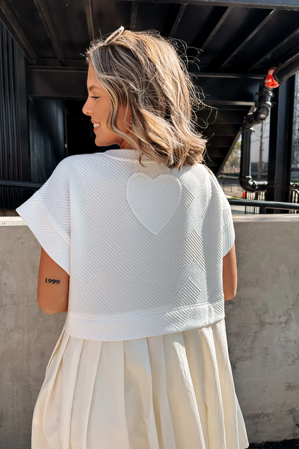 Kara Cream & White Twofer Mini Dress - Image 2