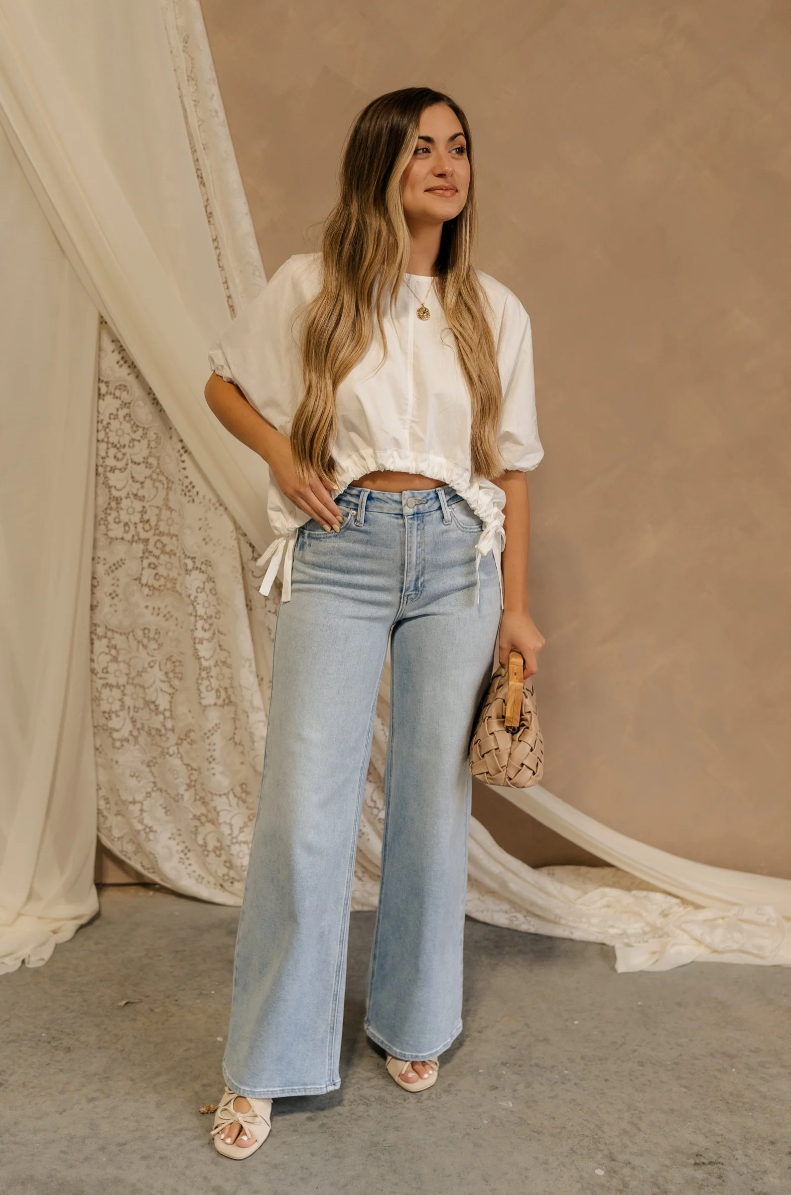 Karina Drawstring Cropped Short Sleeve Top - Image 7
