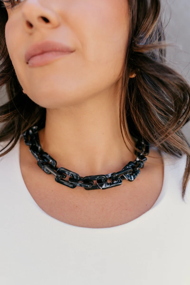 Kendall Black Chain Link Statement Necklace