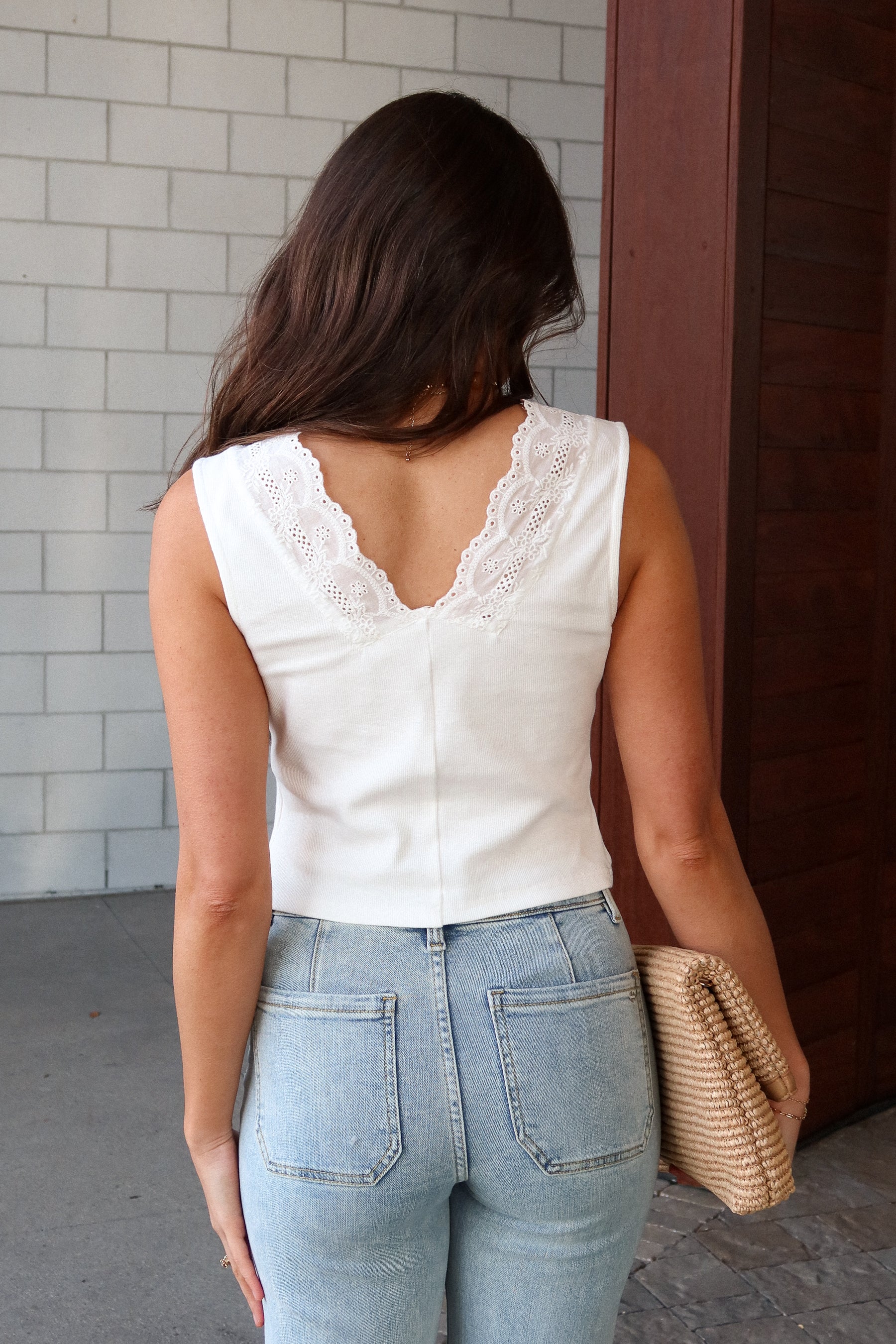 Khloe White Eyelet Lace Front Ties Tank - Image 4