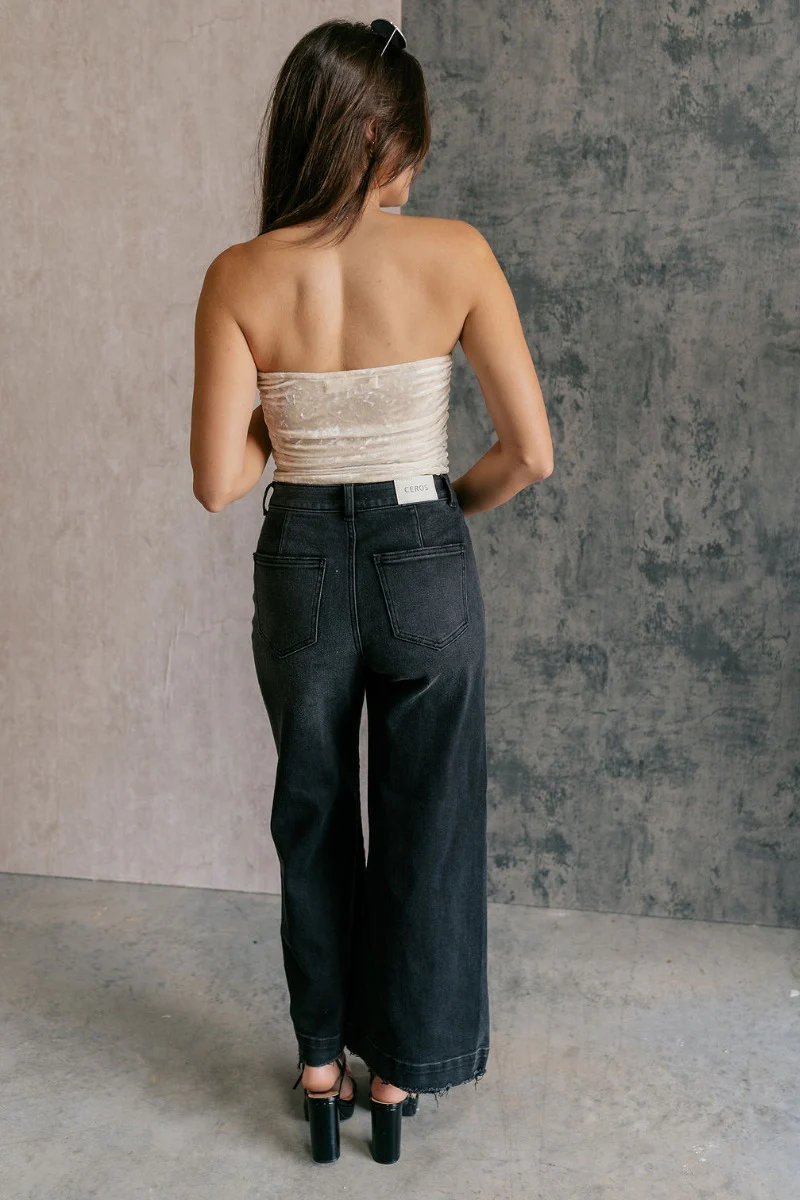 Krista Cream Velvet Strapless Tube Top - Image 8