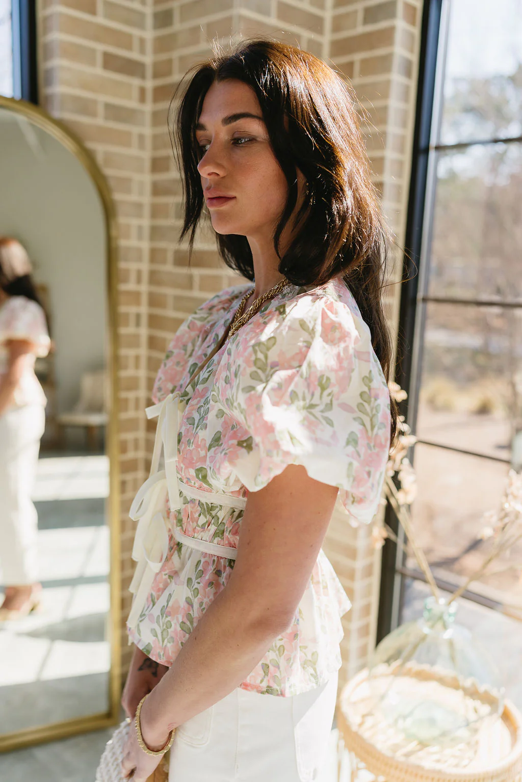 Leandra Floral Print Puff Sleeve Top - Image 5