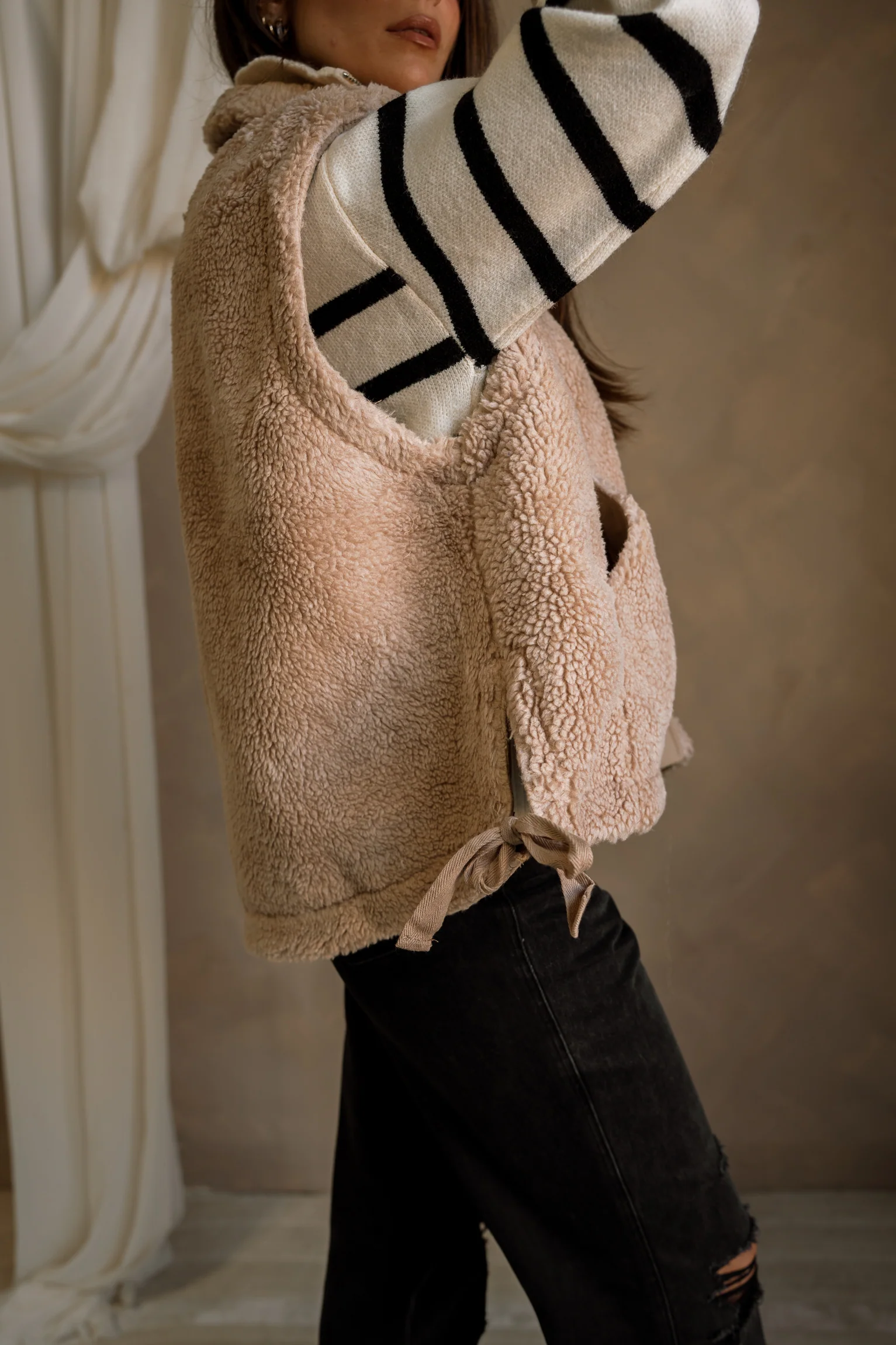 Leland Sherpa Button Snap-Up Vest - Image 14